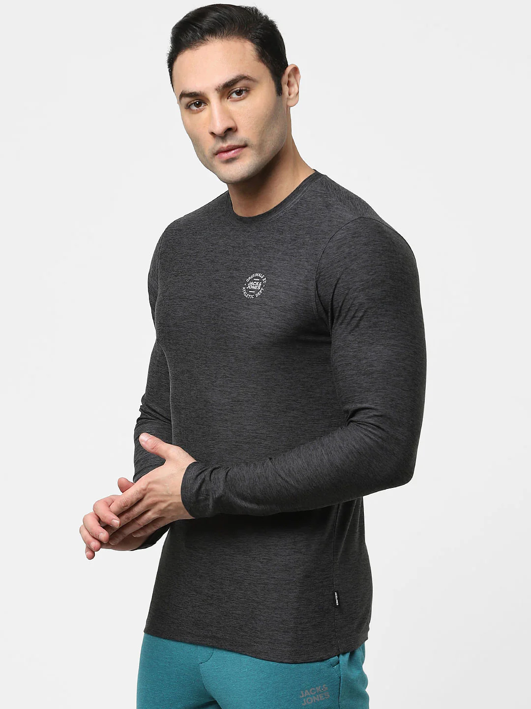 Grey Full Sleeves Crew Neck T-shirt - Image 3