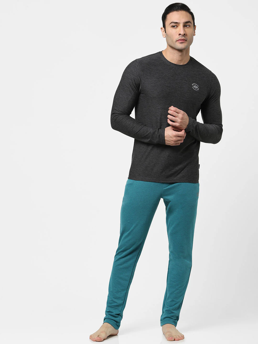 Grey Full Sleeves Crew Neck T-shirt - Image 6