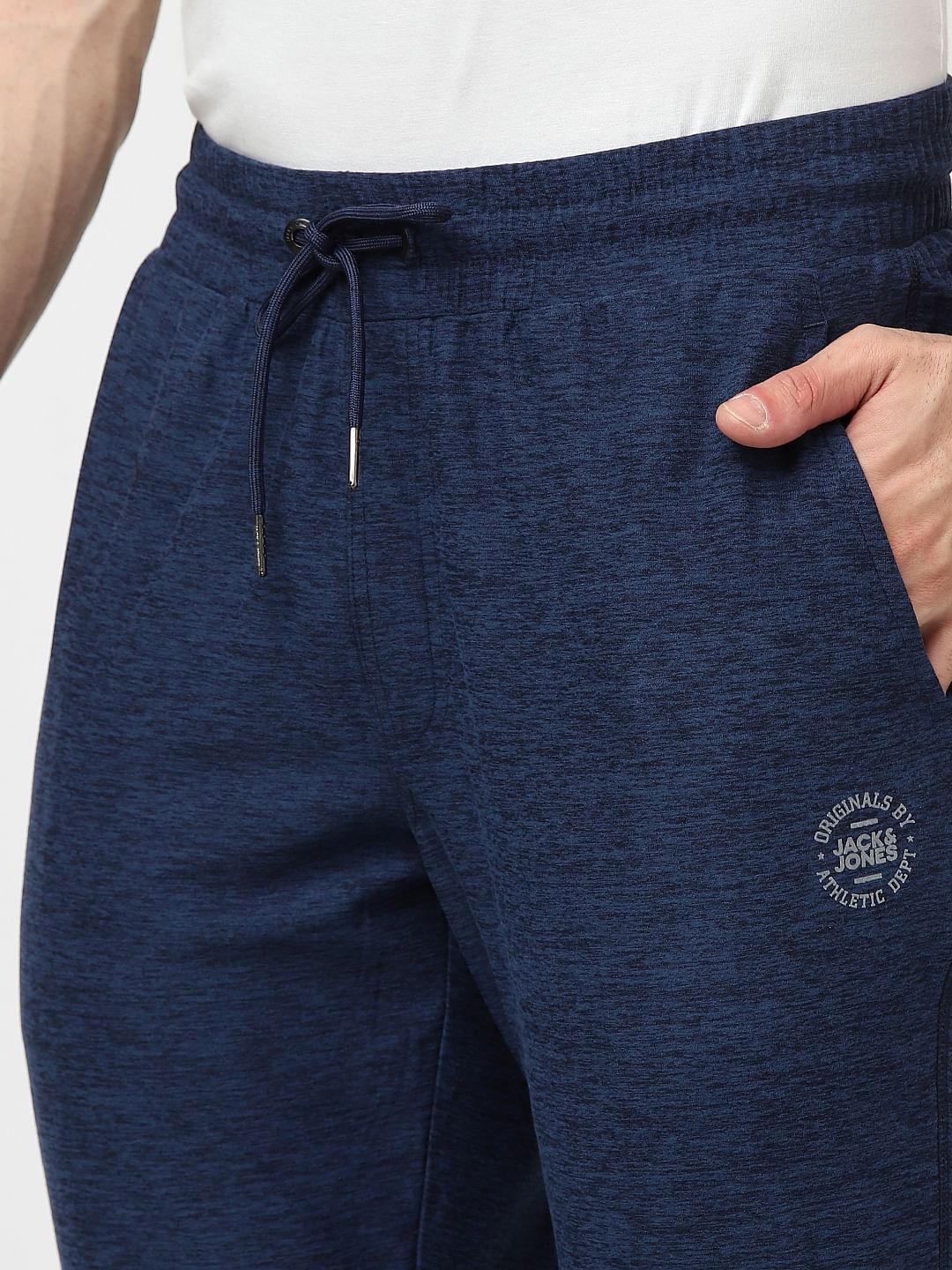 Blue Low Rise Printed Trackpants - Image 5