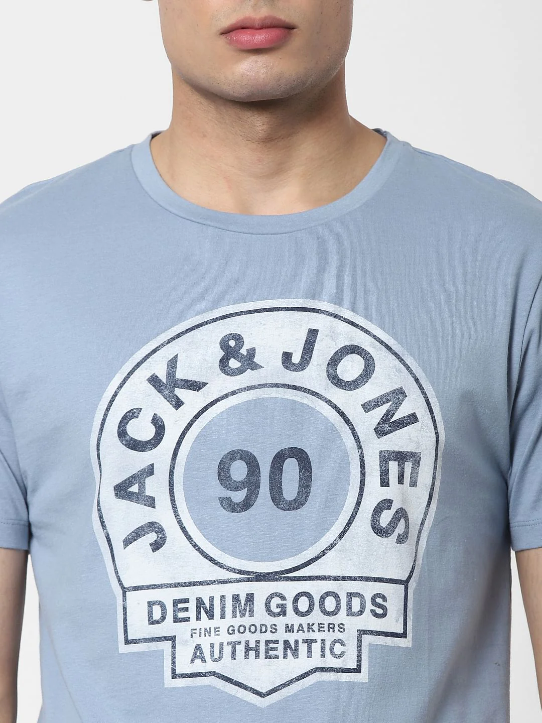 Blue Graphic Print Crew Neck T-shirt - Image 6