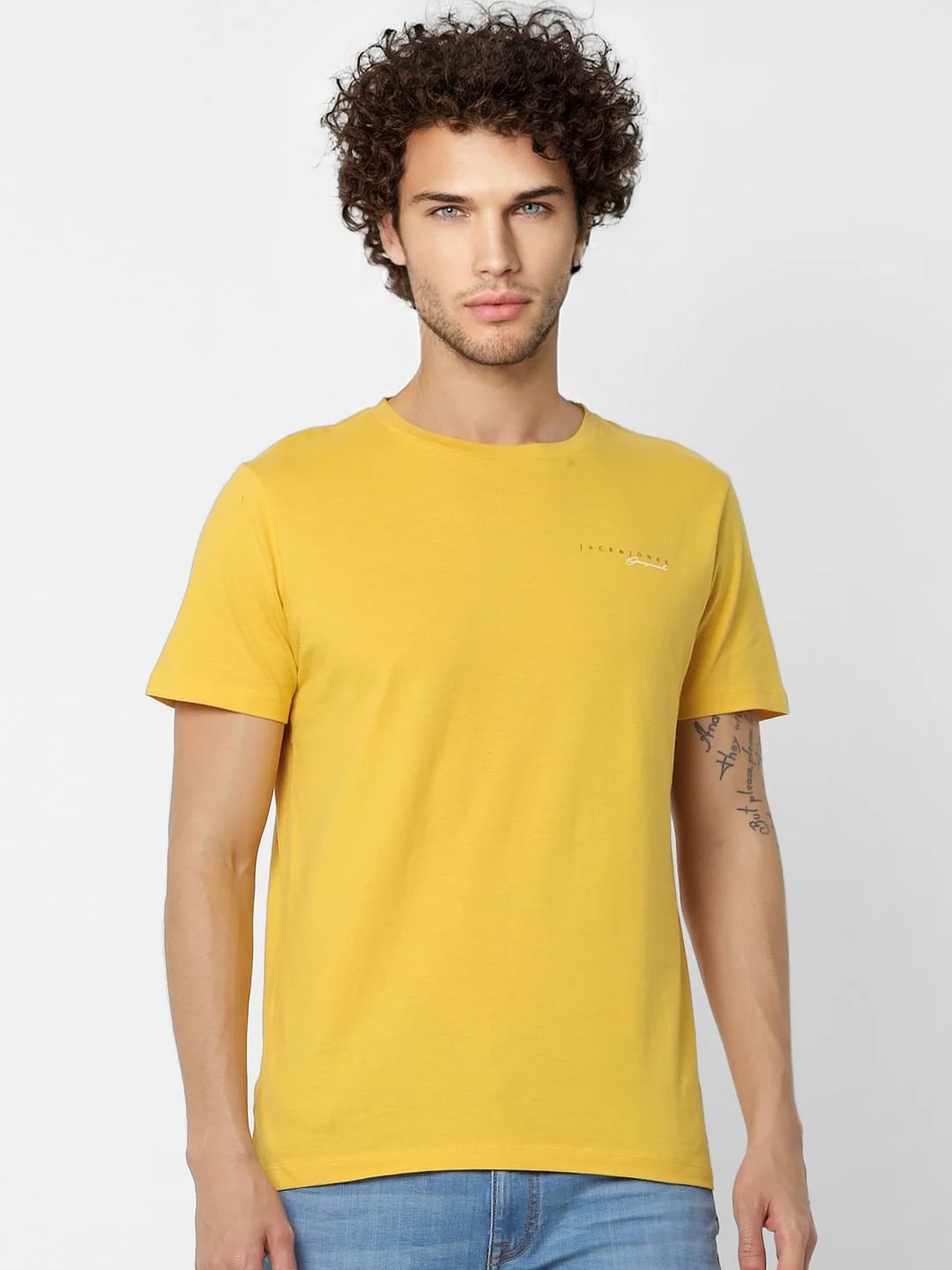 Mustard Yellow Crew Neck T-shirt - Image 2