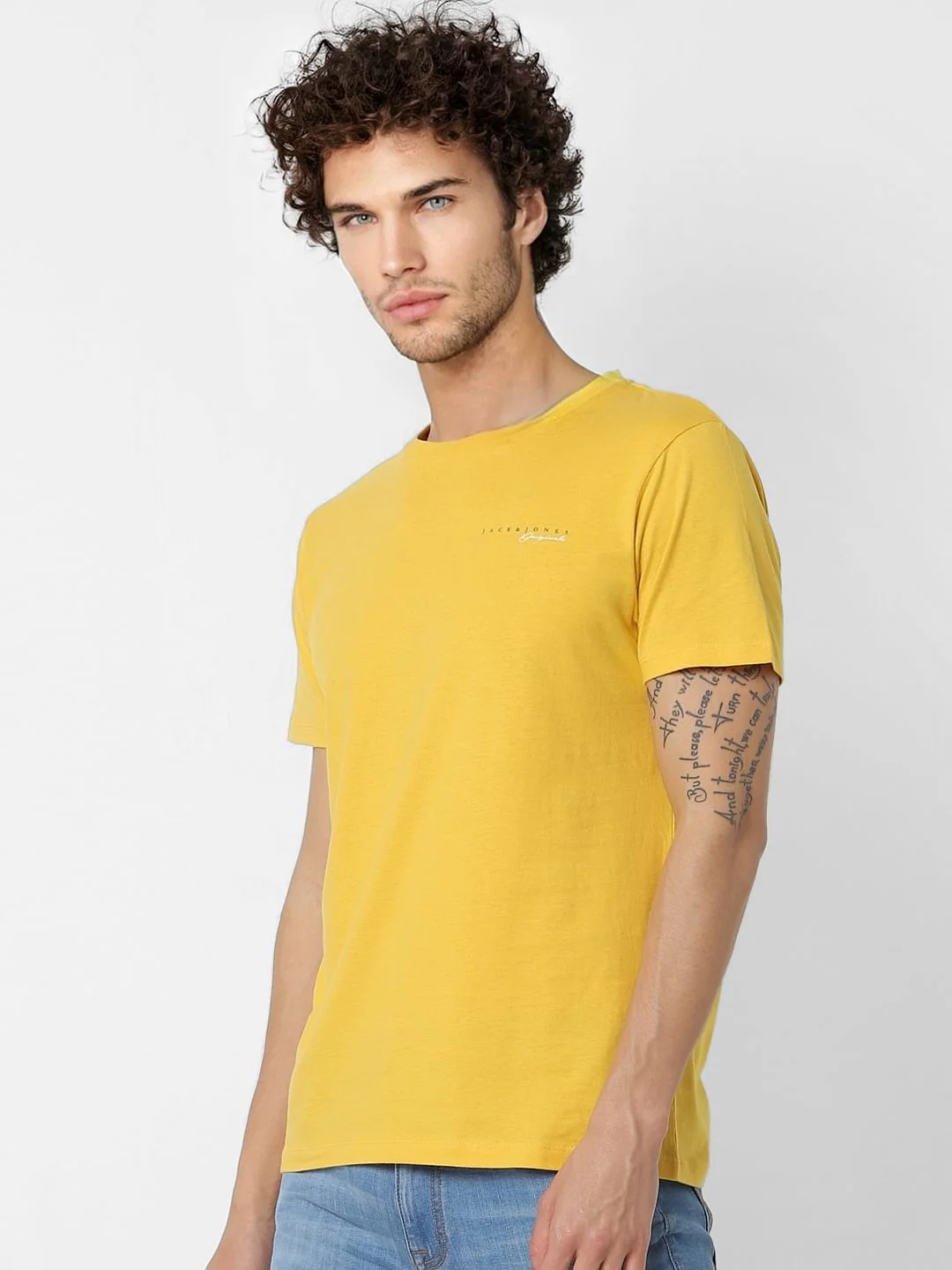 Mustard Yellow Crew Neck T-shirt - Image 3
