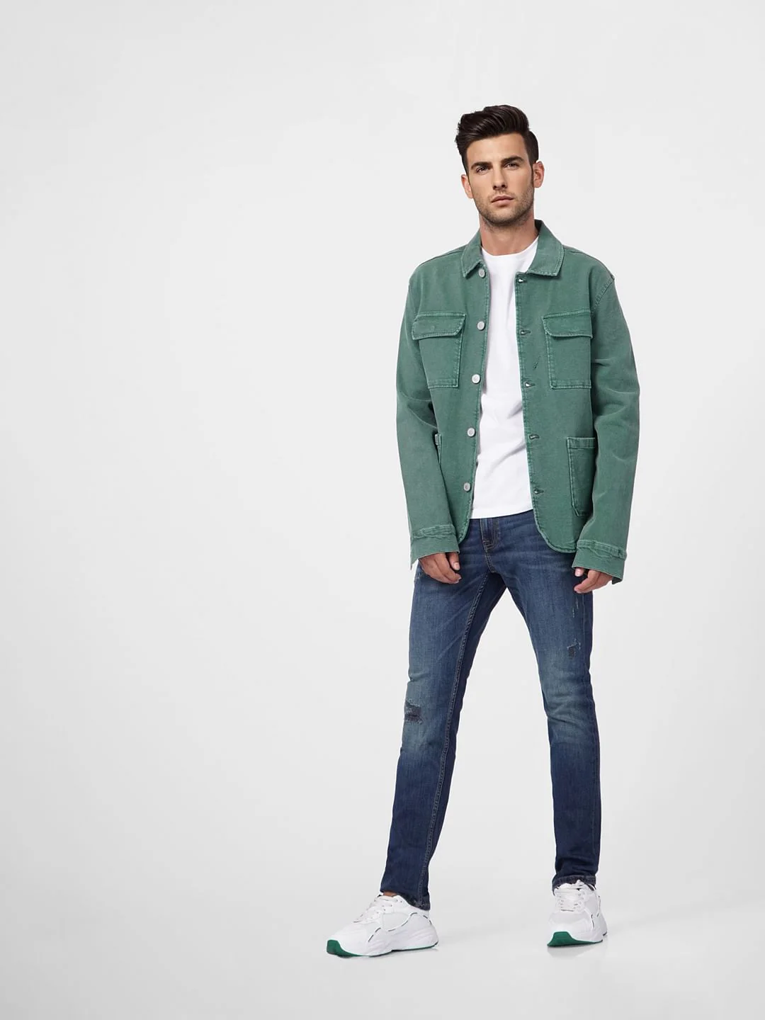 Dark Blue Low Rise Distressed Glenn Slim Fit Jeans