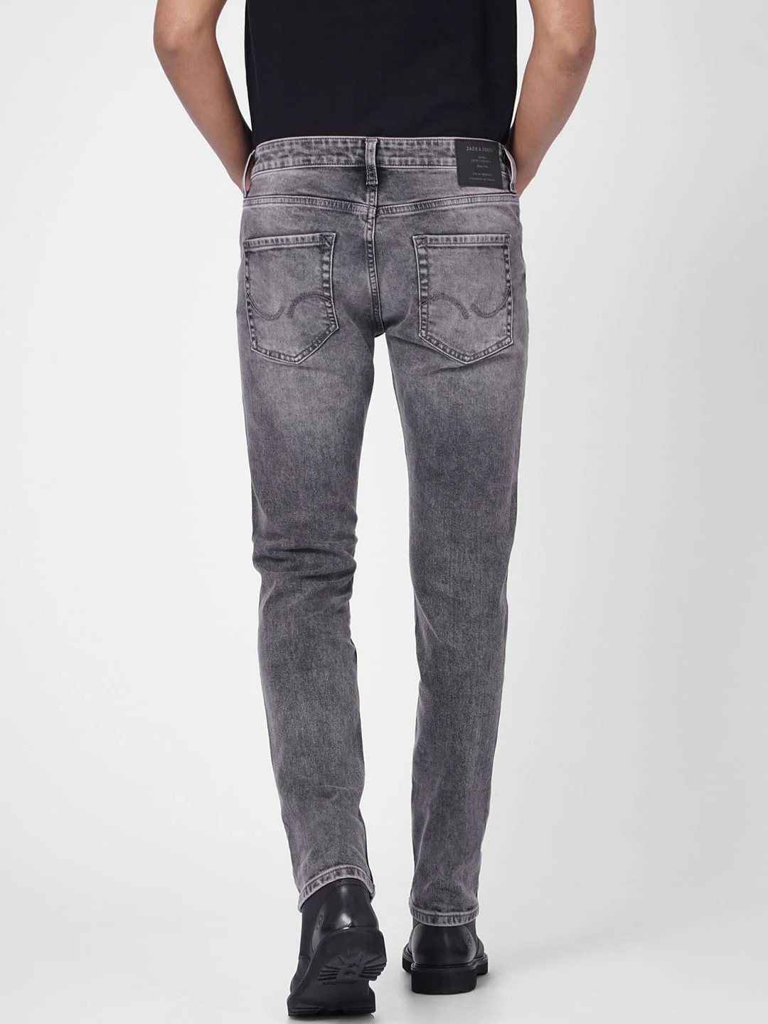 Grey Low Rise Washed Tim Anti Fit Jeans - Image 4