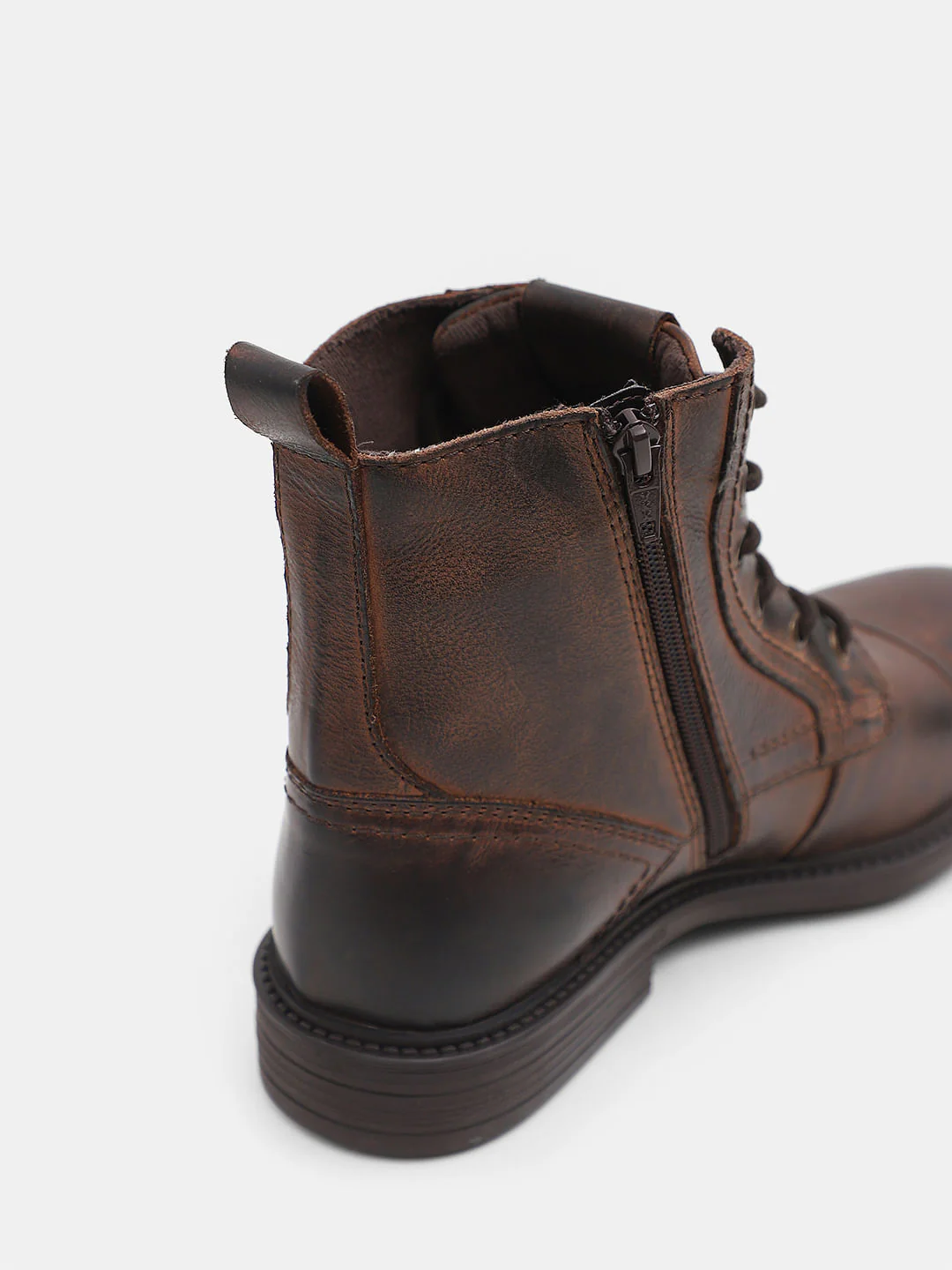 Brown Mid-Top Leather Boots - Image 7