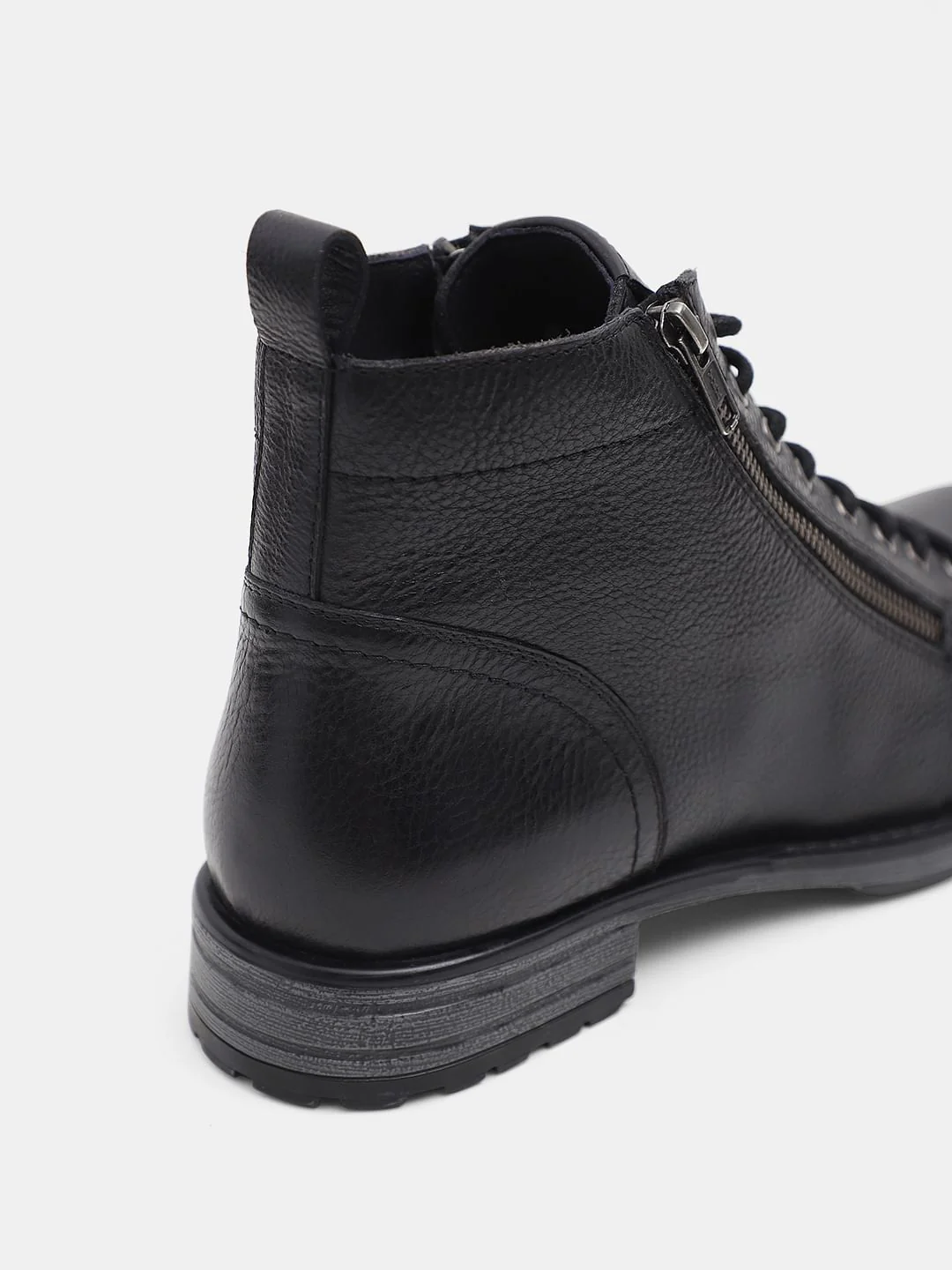Black Mid-Top Premium Leather Boots - Image 7