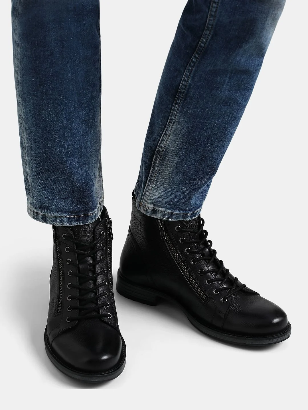 Black Mid-Top Premium Leather Boots - Image 8