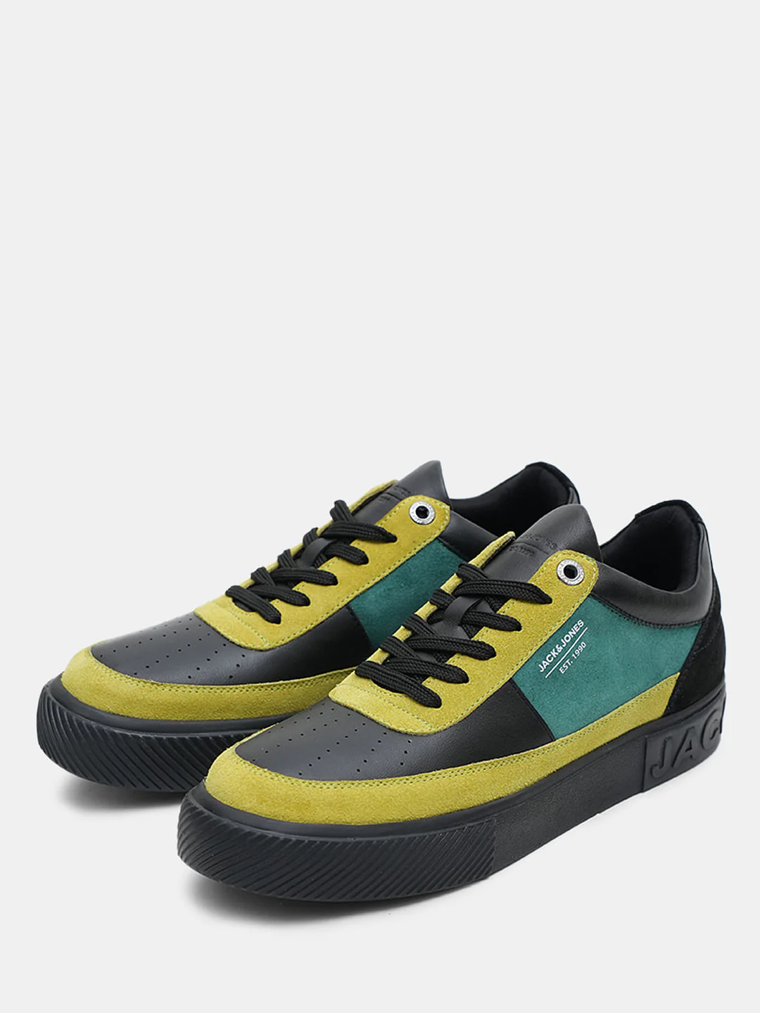 Black Colourblocked Leather Sneakers - Image 6
