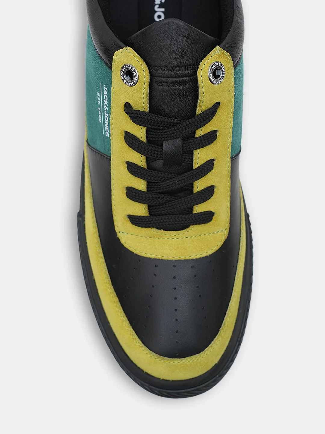 Black Colourblocked Leather Sneakers - Image 7