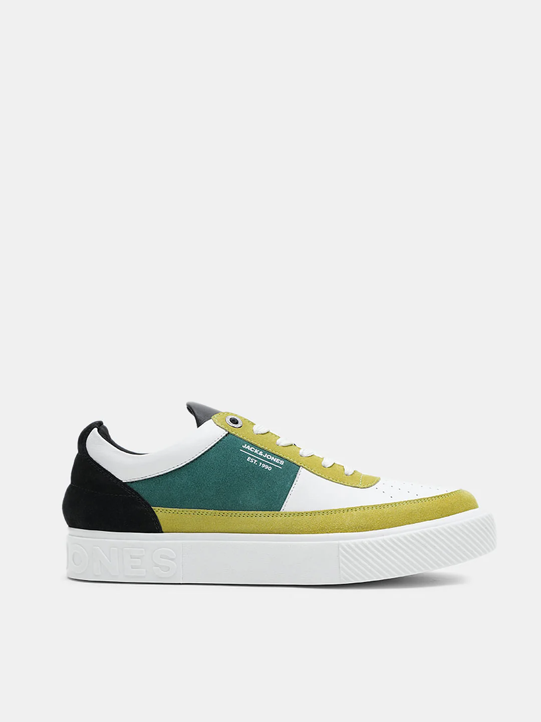 White Colourblocked Leather Sneakers - Image 2