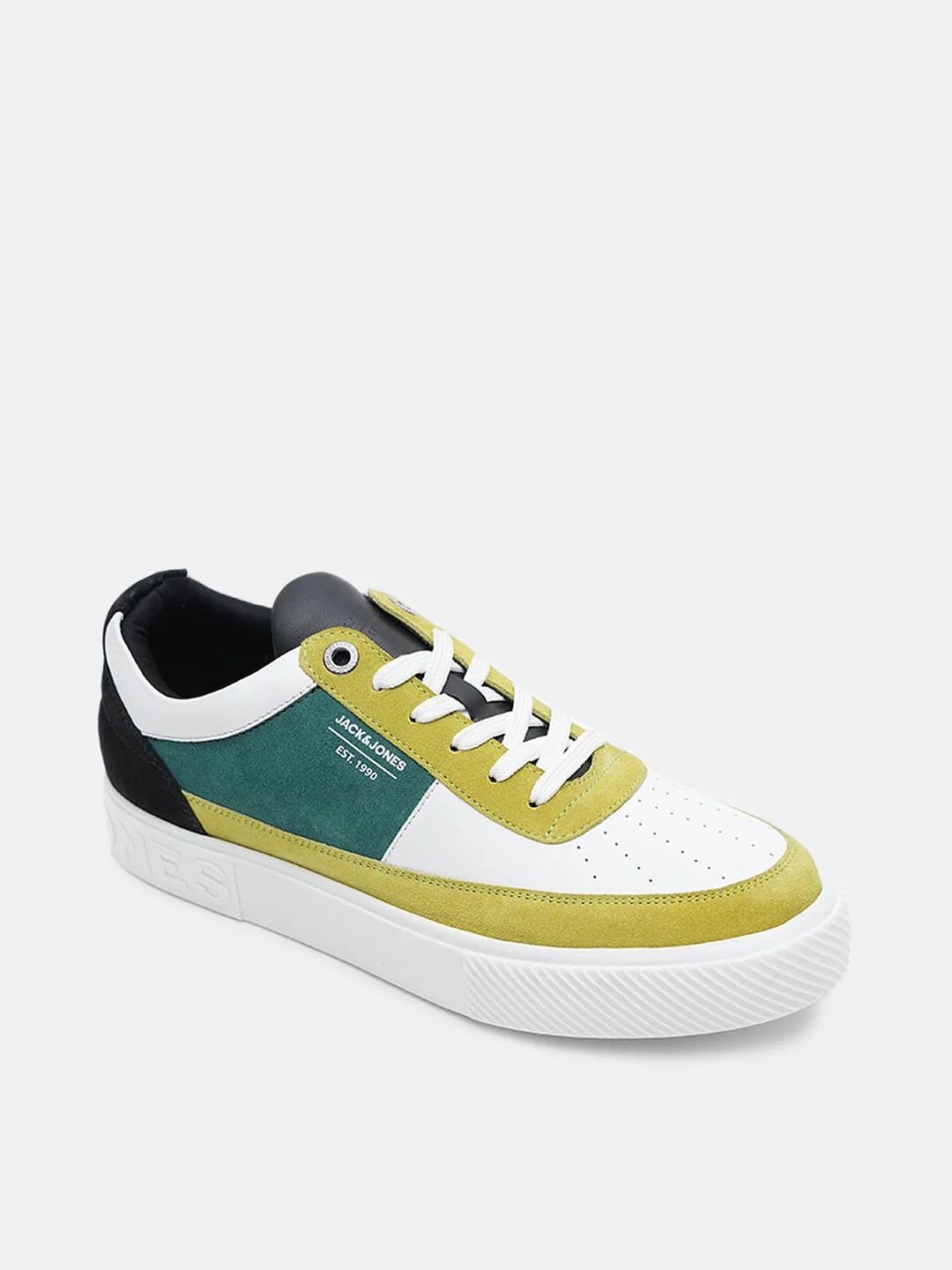 White Colourblocked Leather Sneakers - Image 4