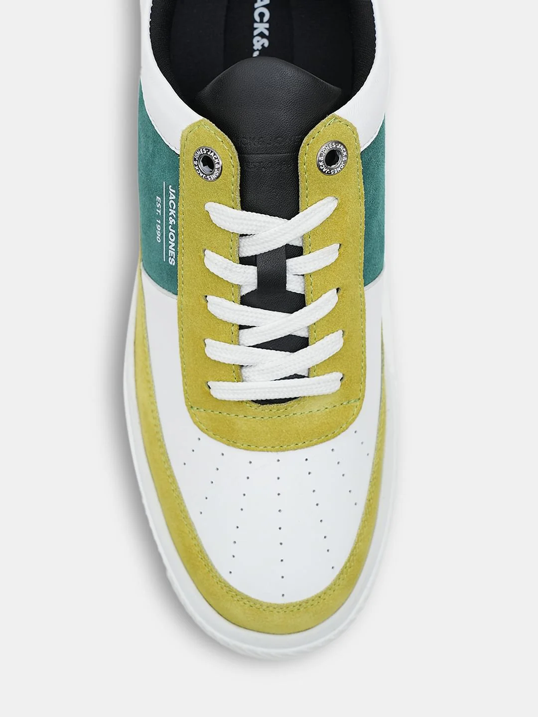 White Colourblocked Leather Sneakers - Image 7