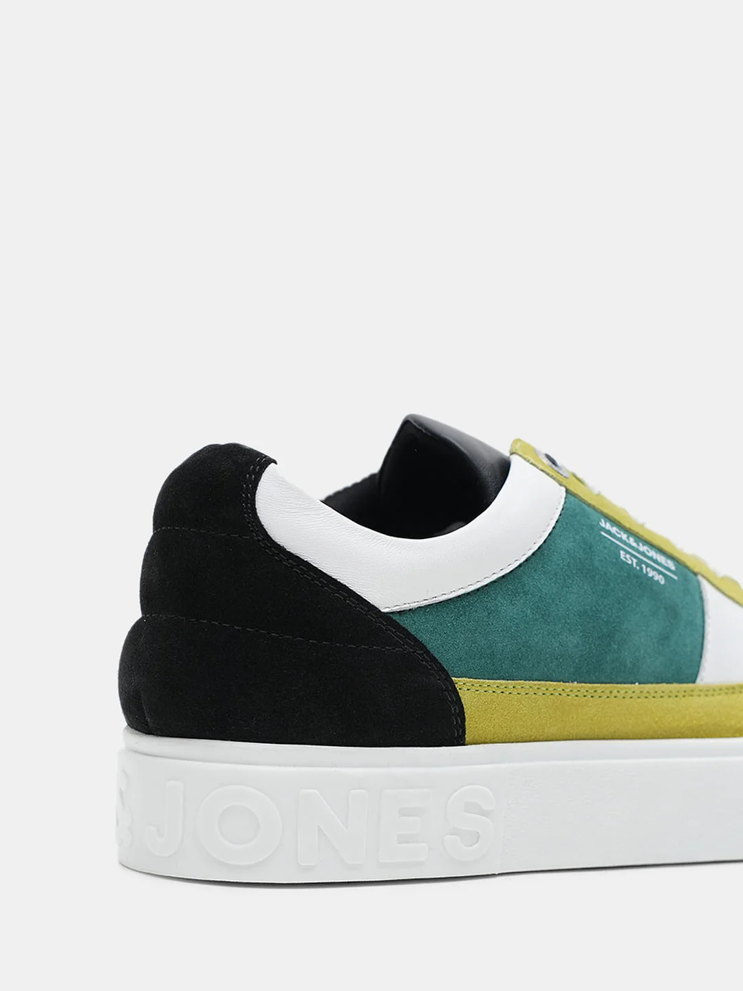 White Colourblocked Leather Sneakers - Image 8