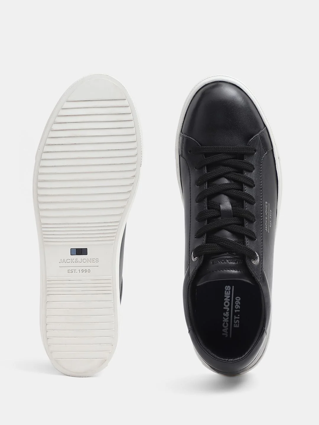 Black Leather Lace-Up Sneakers - Image 4