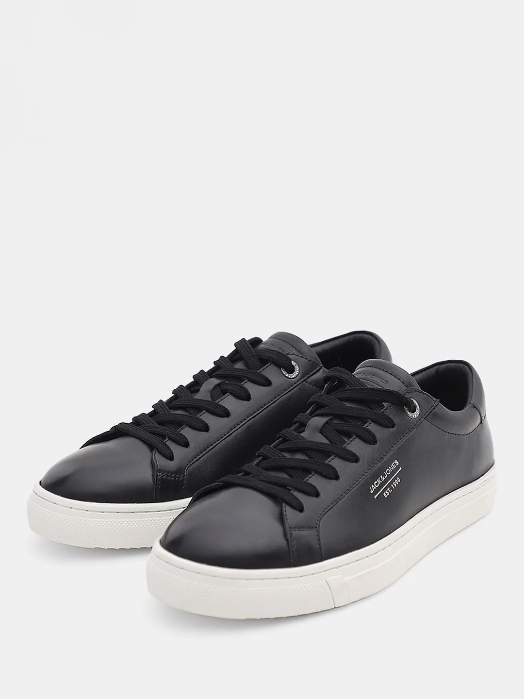 Black Leather Lace-Up Sneakers - Image 5