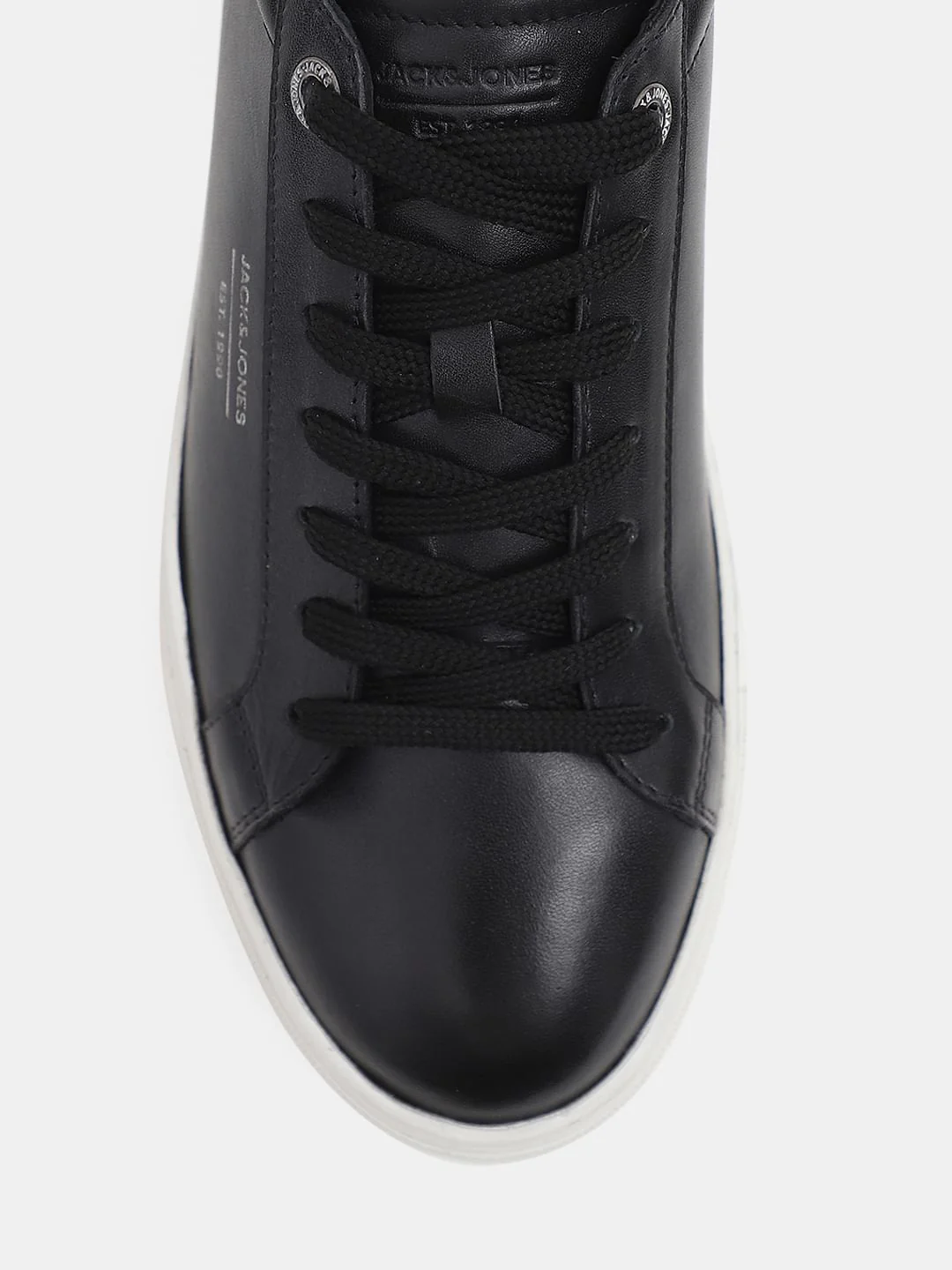Black Leather Lace-Up Sneakers - Image 6