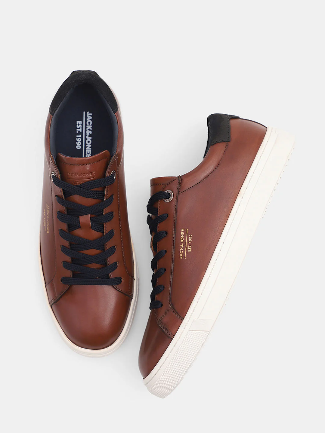 Brown Leather Lace-Up Sneakers - Image 2