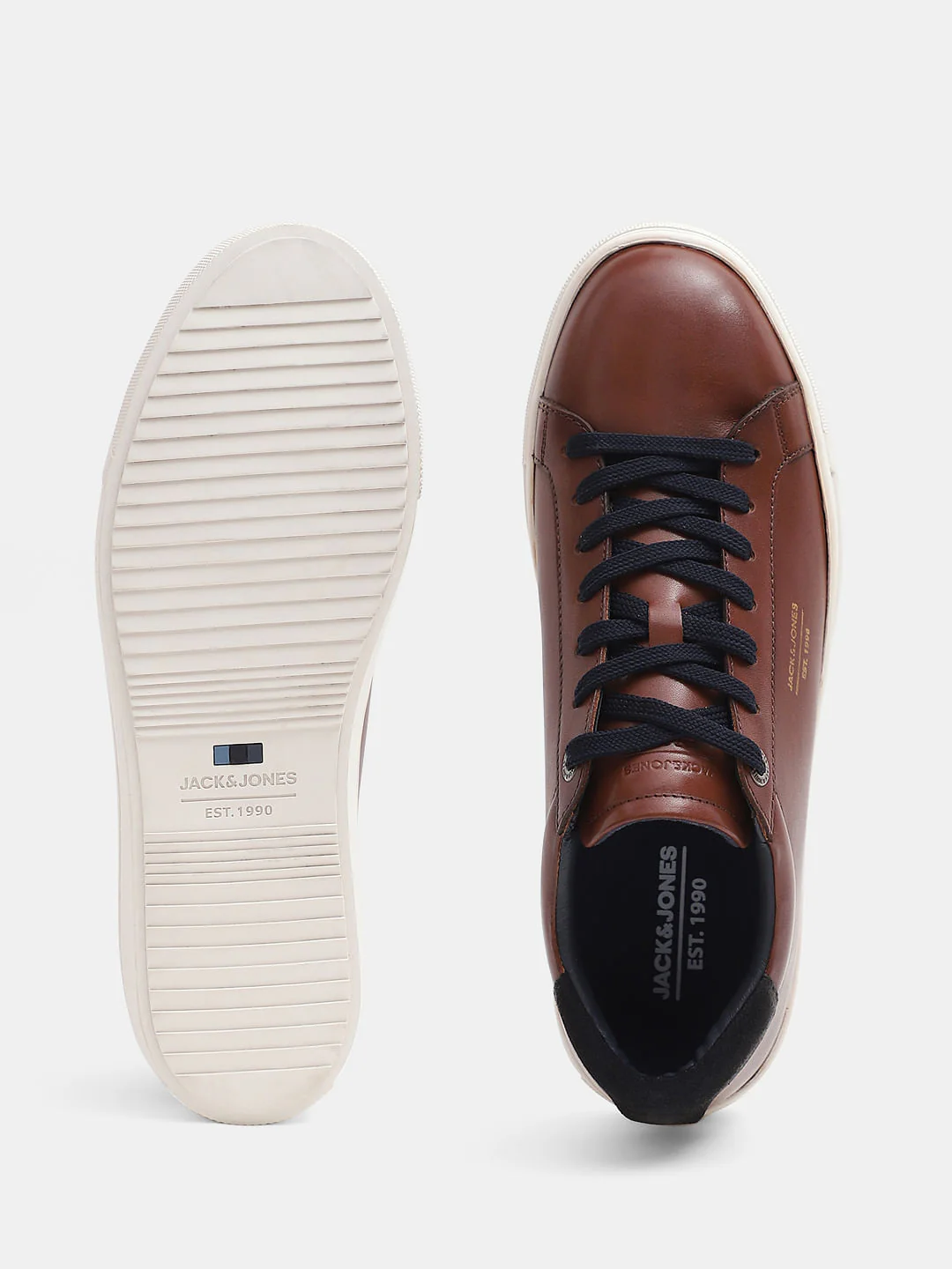 Brown Leather Lace-Up Sneakers - Image 4