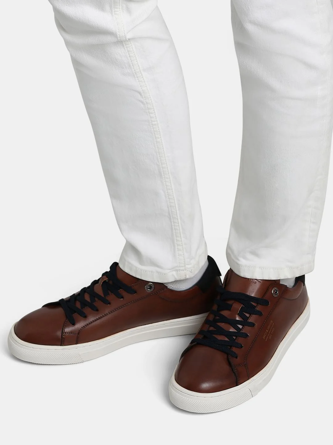 Brown Leather Lace-Up Sneakers - Image 8