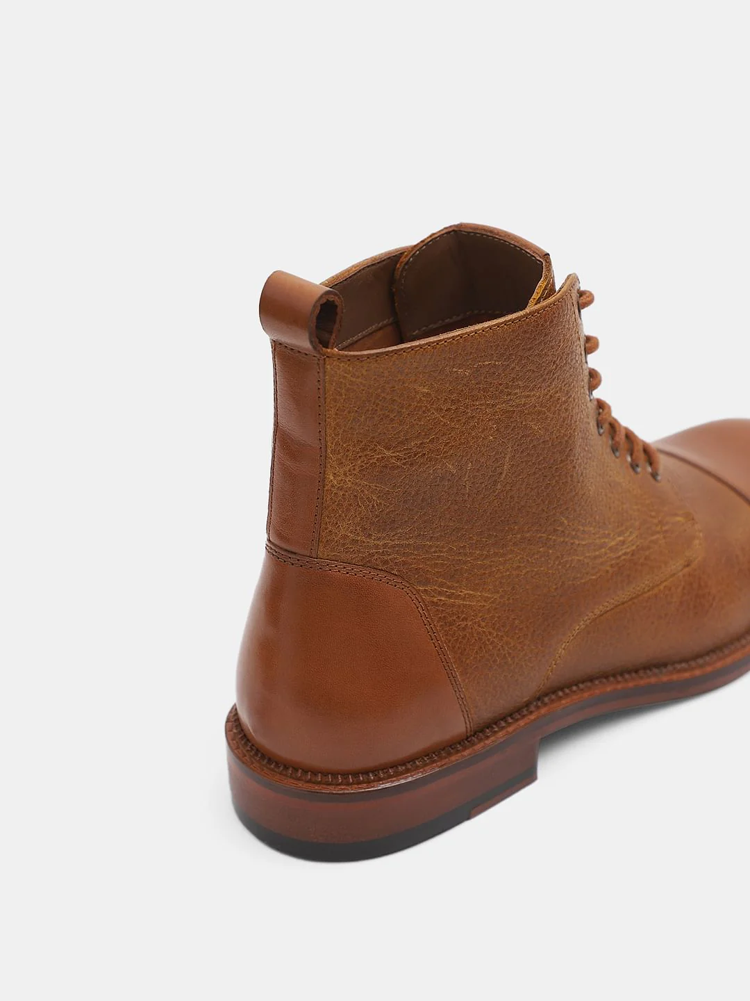Tan Textured Leather Boots - Image 7