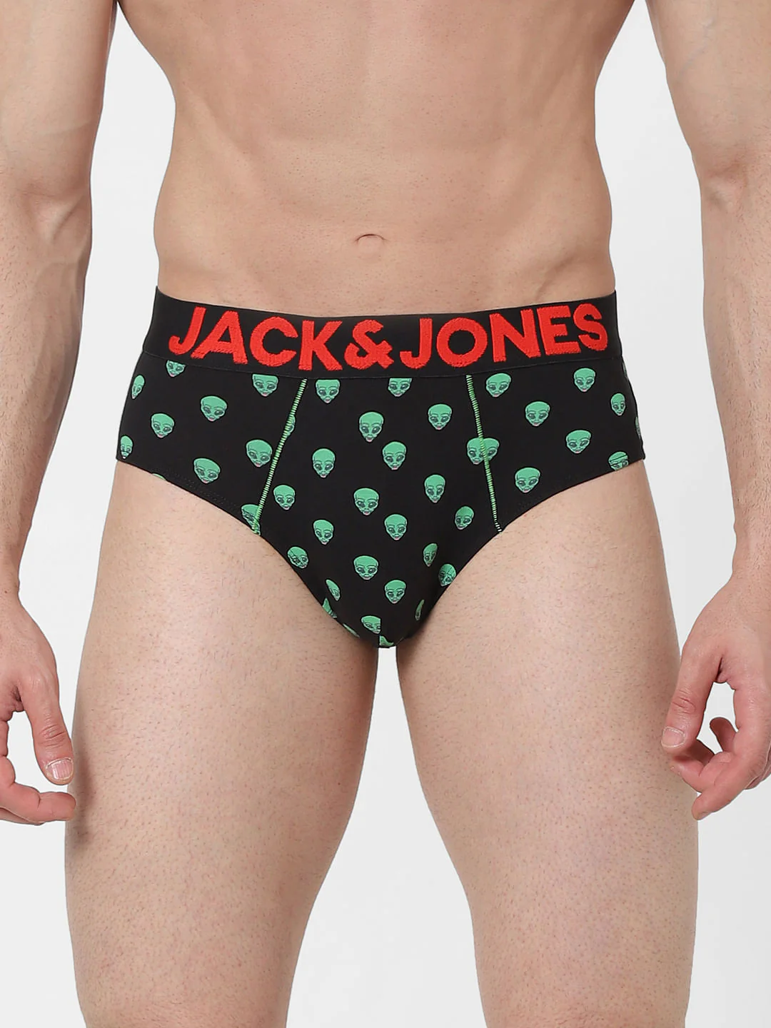 Black Alien Print Briefs
