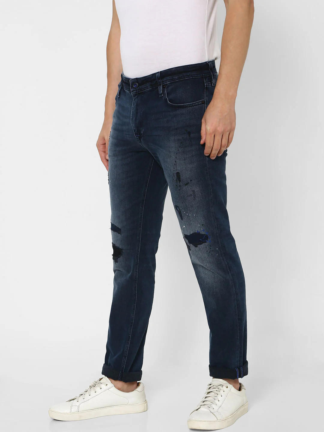 Dark Blue Low Rise Ben Torn Skinny Jeans - Image 3