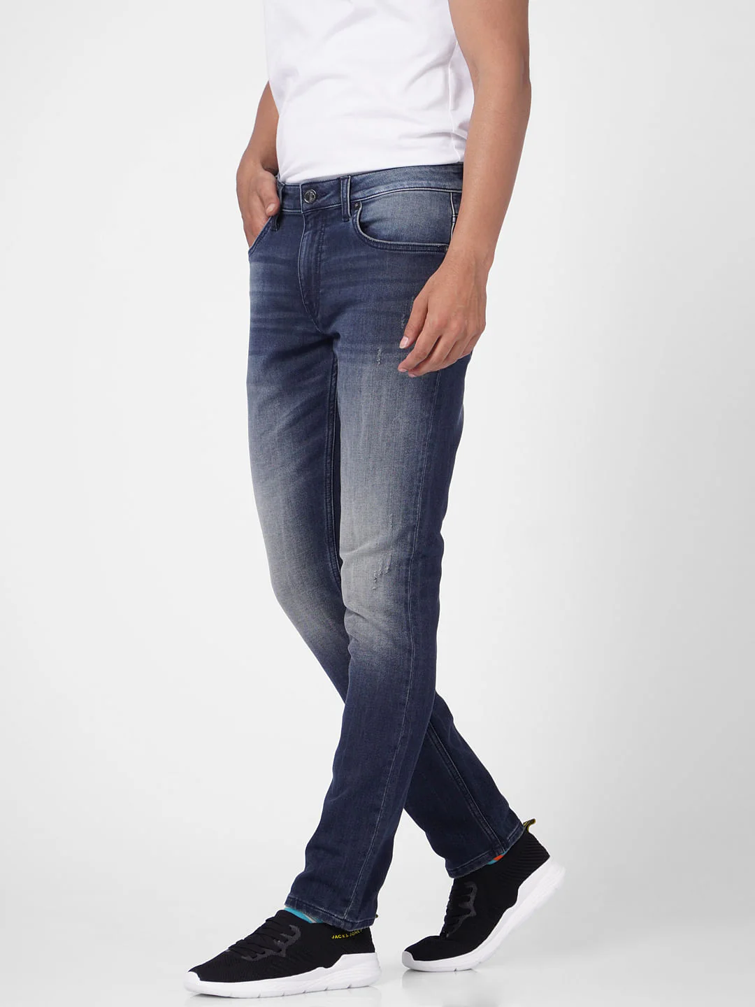 Blue Low Rise Washed Tim Anti Fit Jeans - Image 3