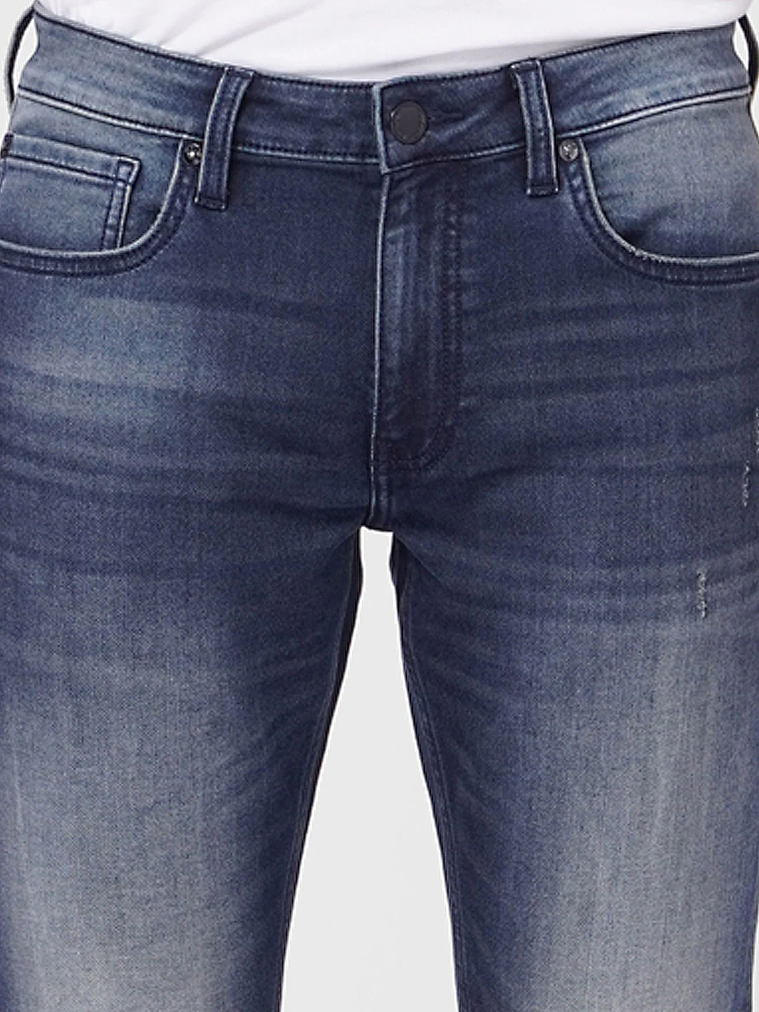 Blue Low Rise Washed Tim Anti Fit Jeans - Image 5