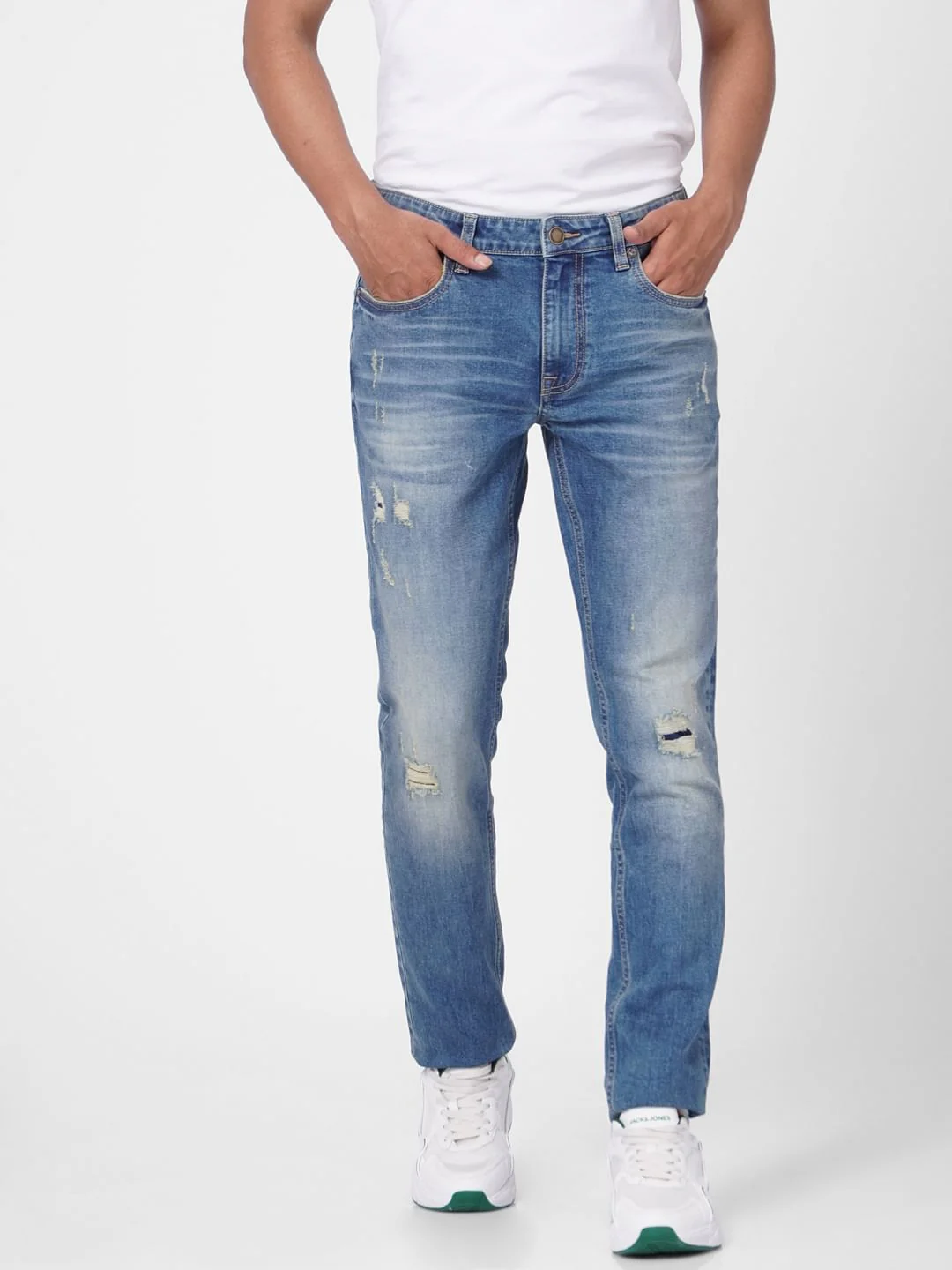 Blue Low Rise Distressed Ben Skinny Jeans - Image 2