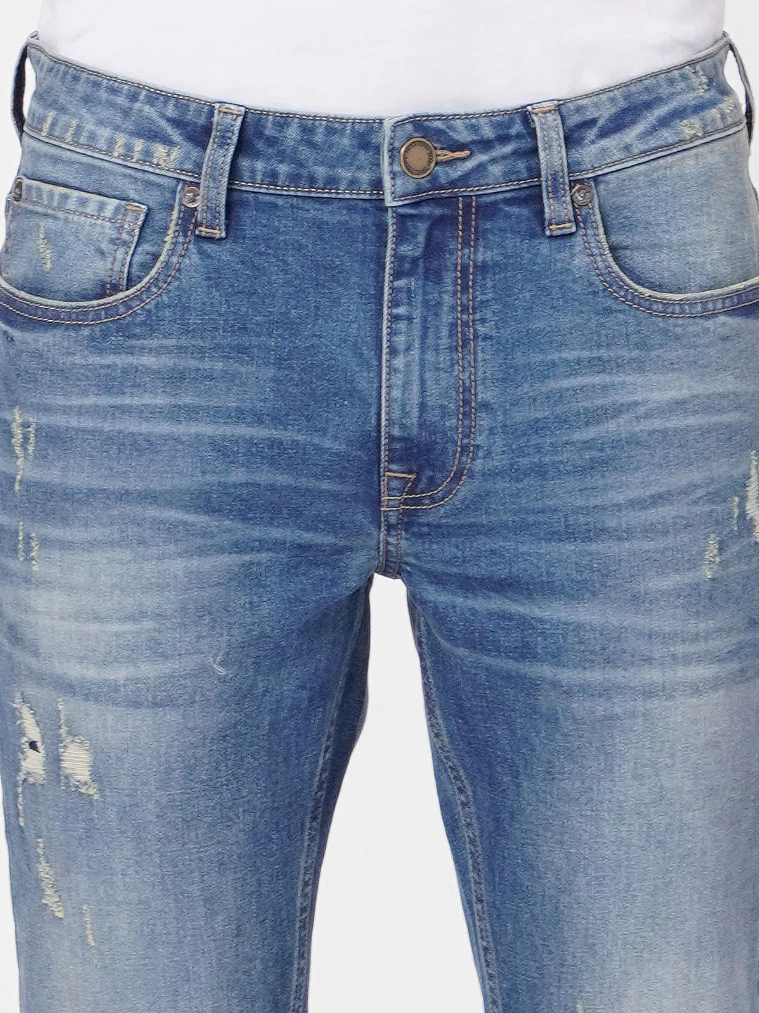 Blue Low Rise Distressed Ben Skinny Jeans - Image 5