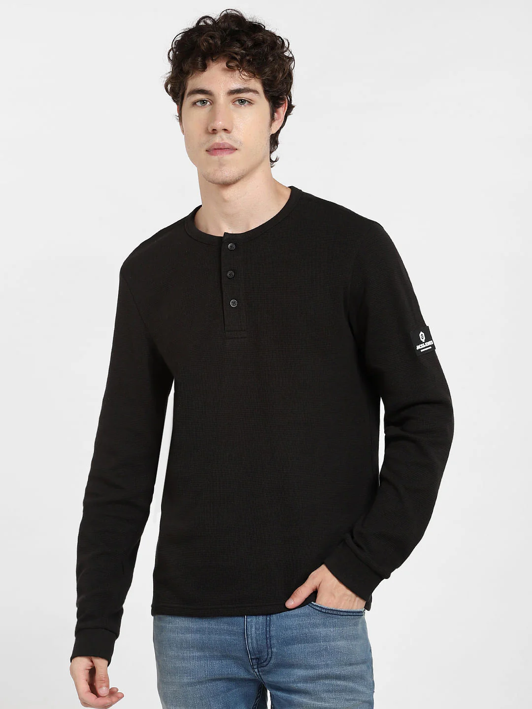 Black Henley T-shirt - Image 2