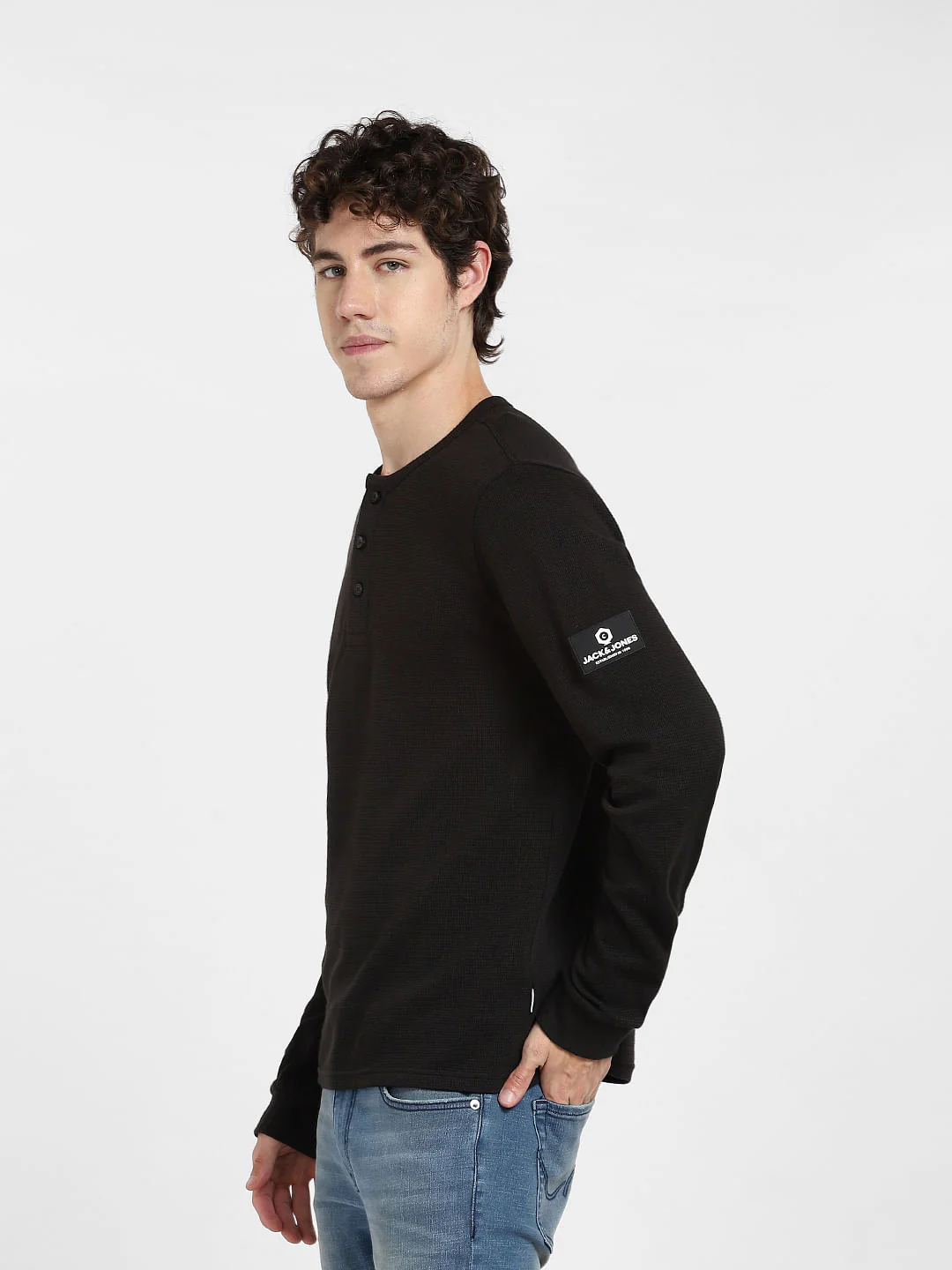 Black Henley T-shirt - Image 3