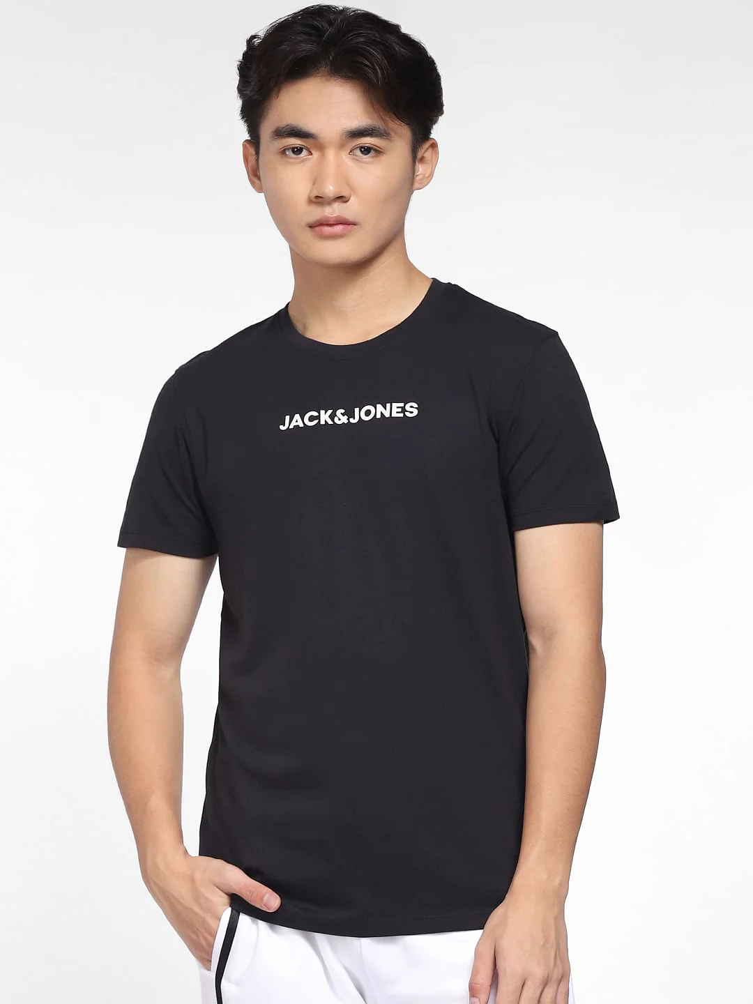 Black Logo Print Crew Neck T-shirt - Image 2