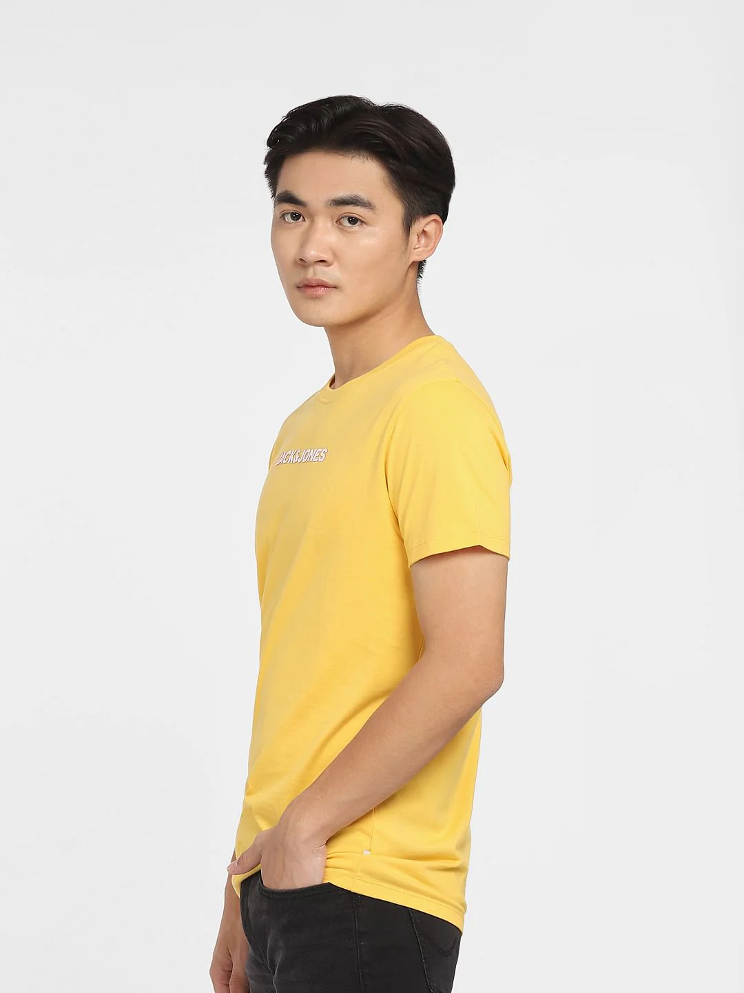 Yellow Logo Print Crew Neck T-shirt - Image 3
