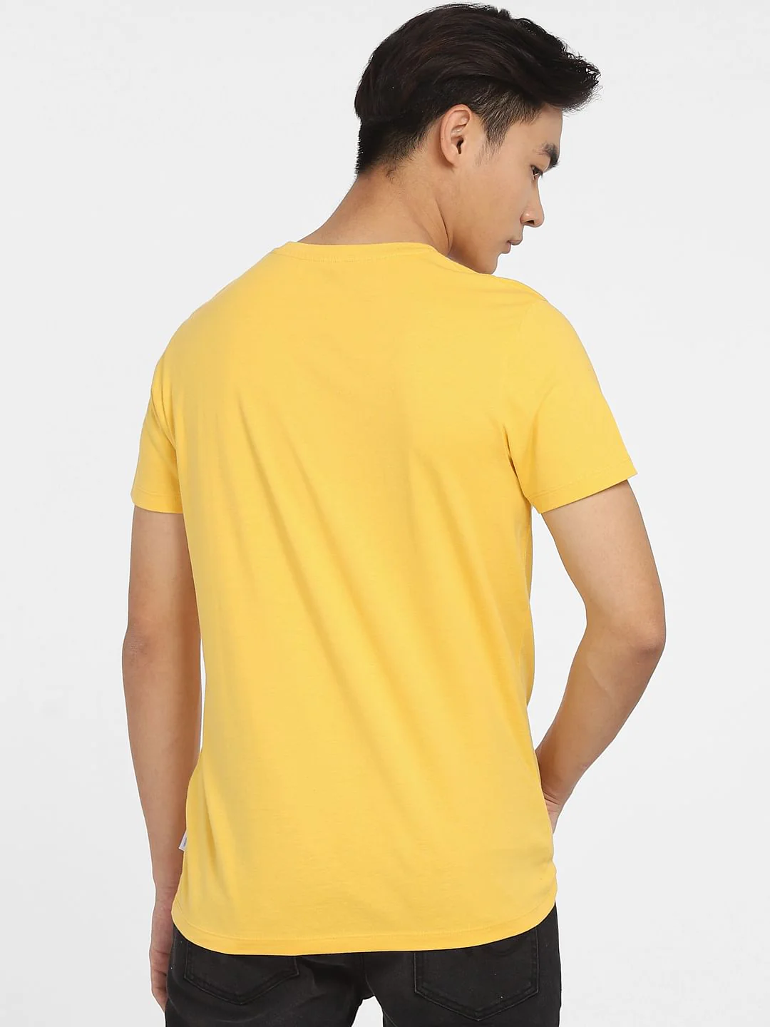 Yellow Logo Print Crew Neck T-shirt - Image 4
