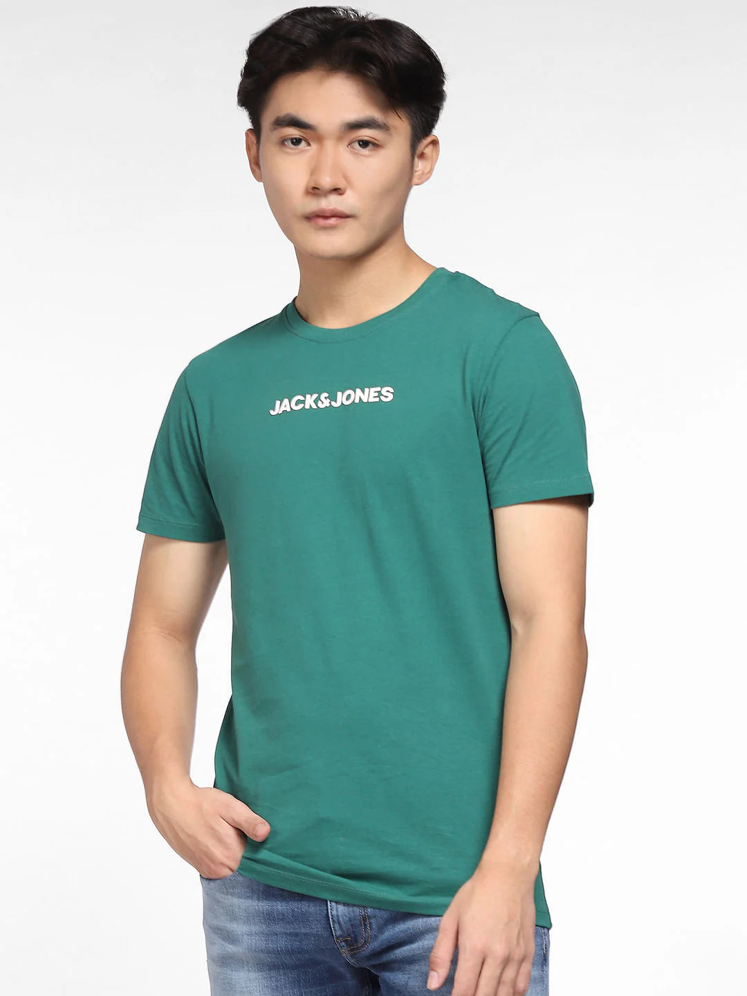Green Logo Print Crew Neck T-shirt - Image 2
