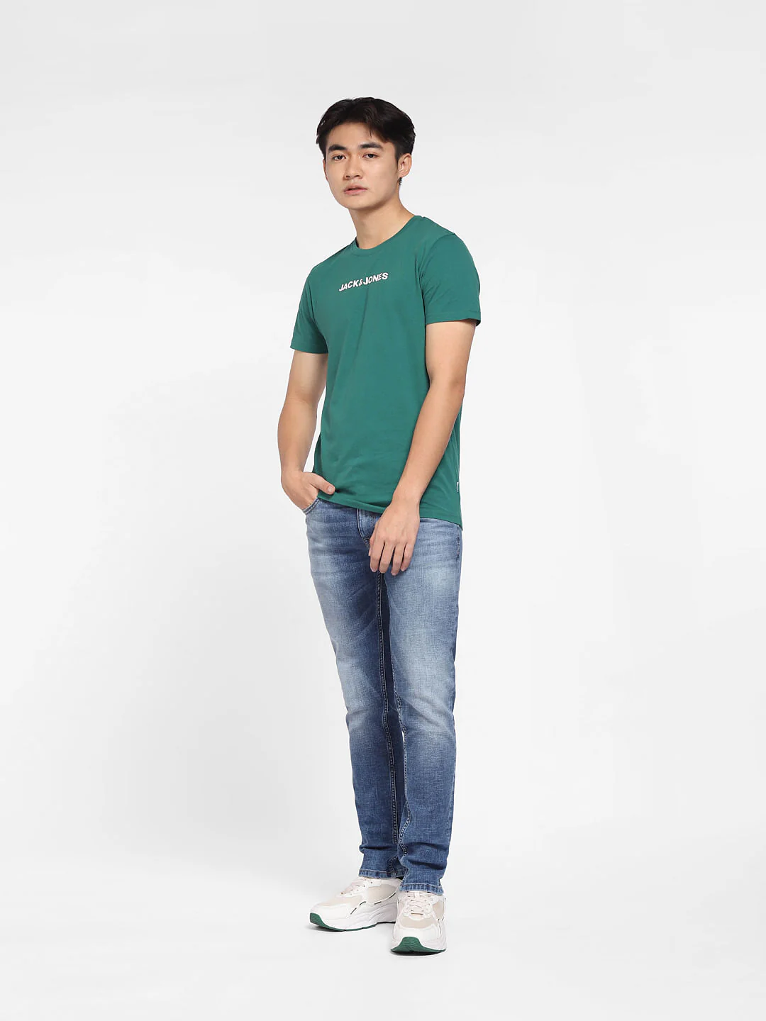 Green Logo Print Crew Neck T-shirt - Image 6