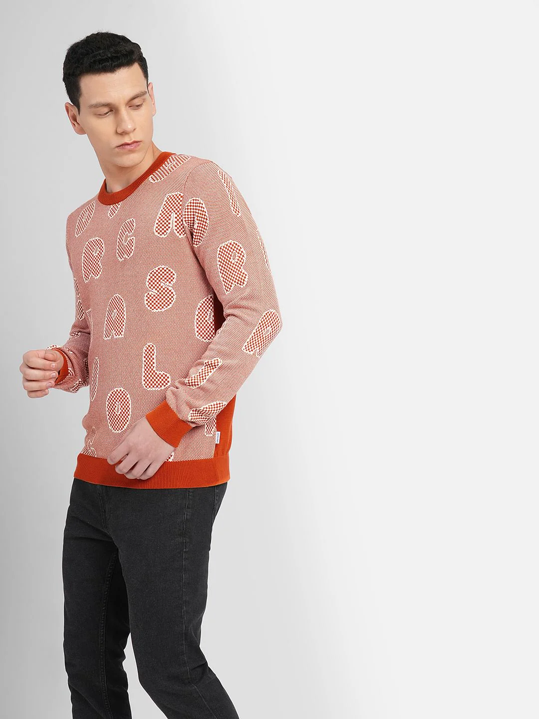 Orange Printed Pullover - Image 3