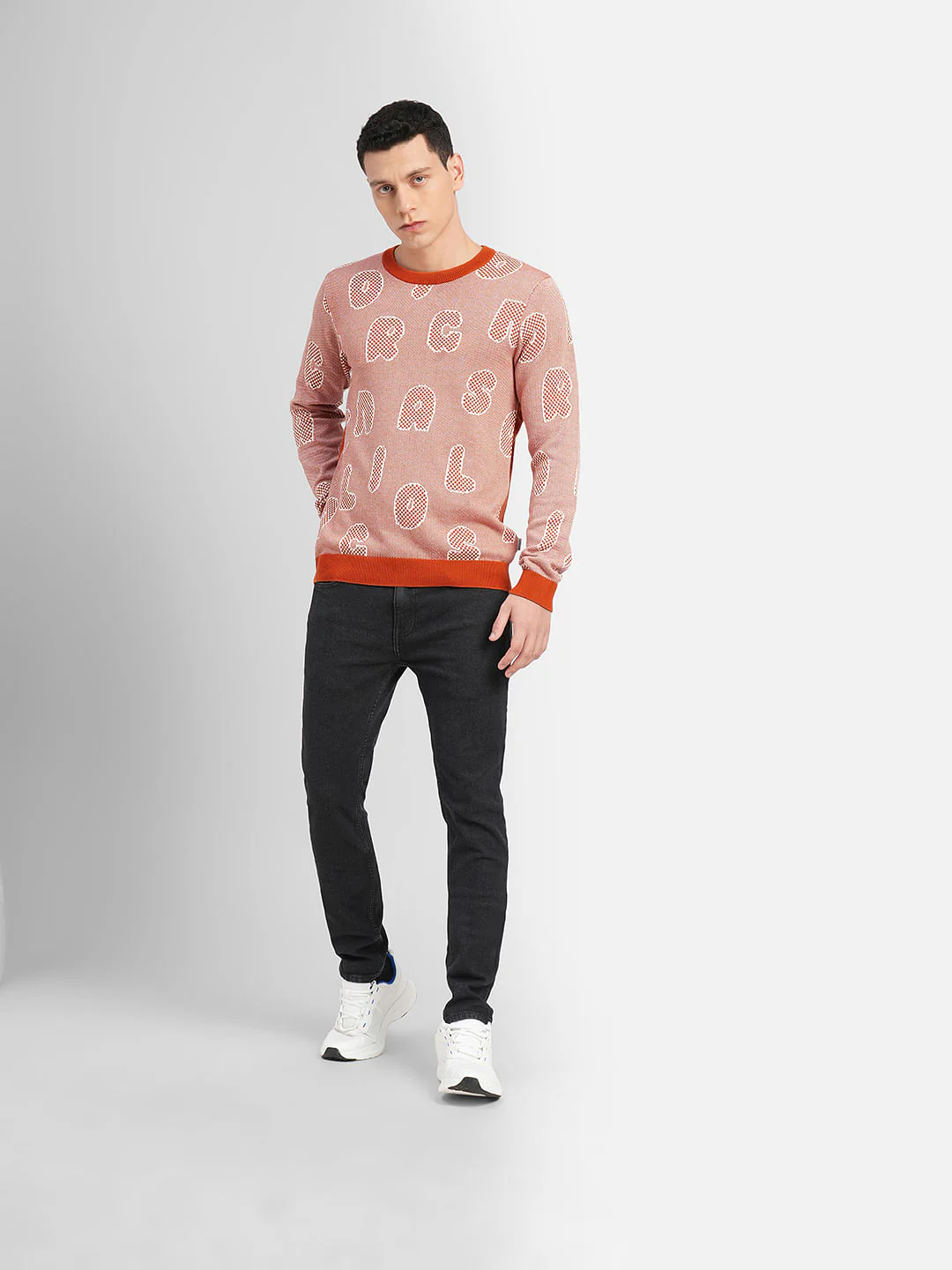 Orange Printed Pullover - Image 6