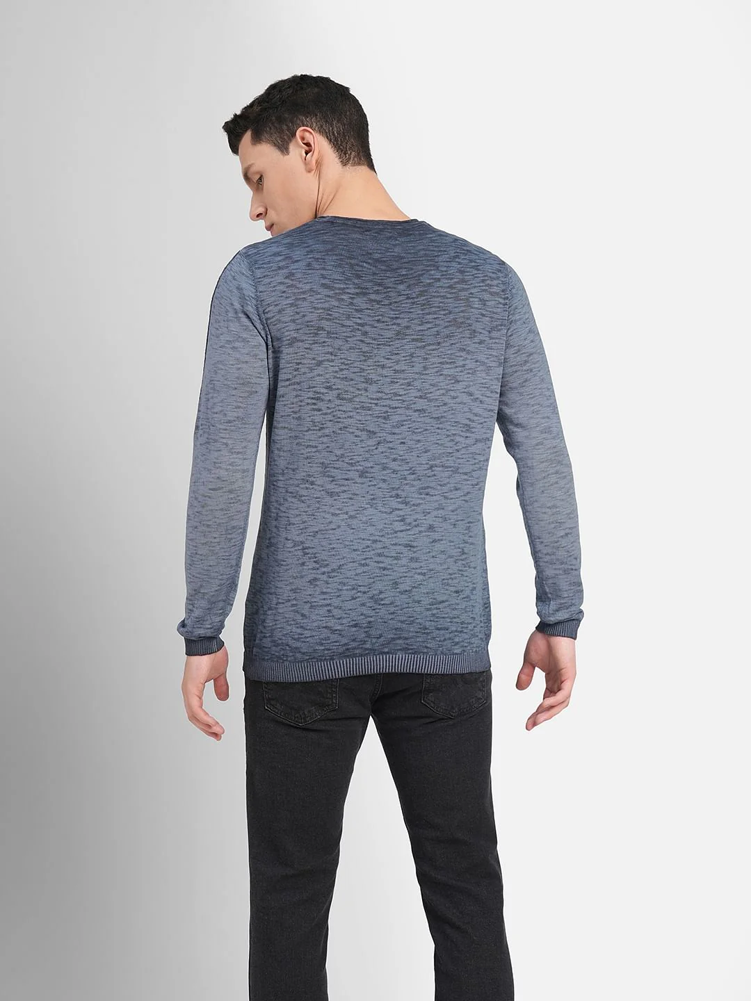 Blue Printed Crew Neck Pullover - Image 4