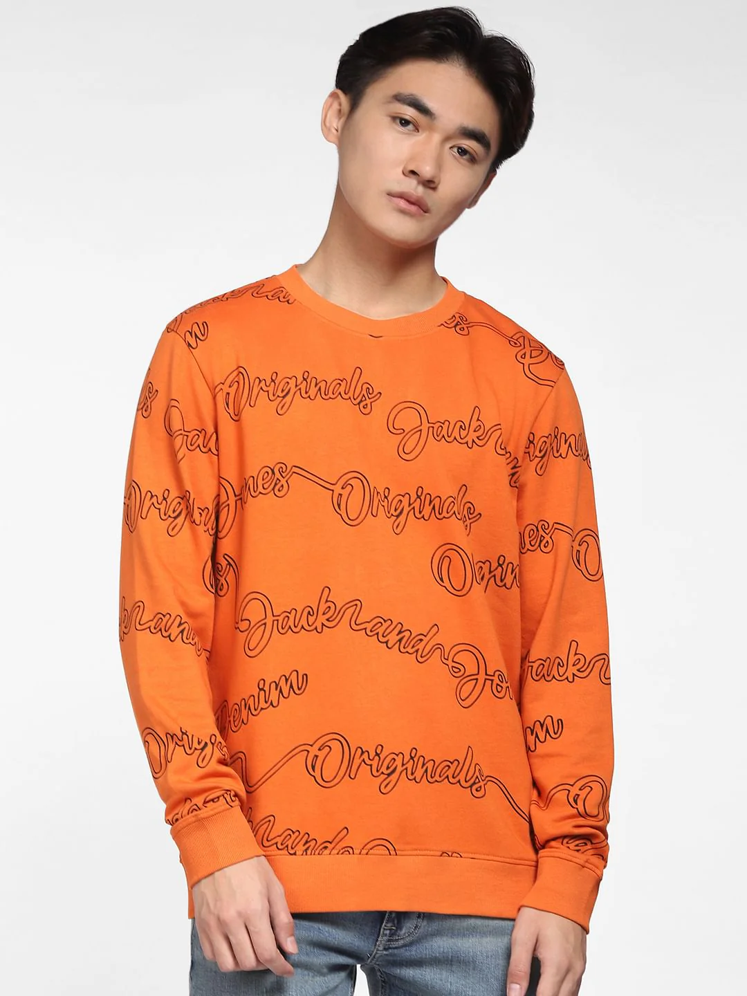 Orange Typographic Logo Print Sweatshirt - Image 2