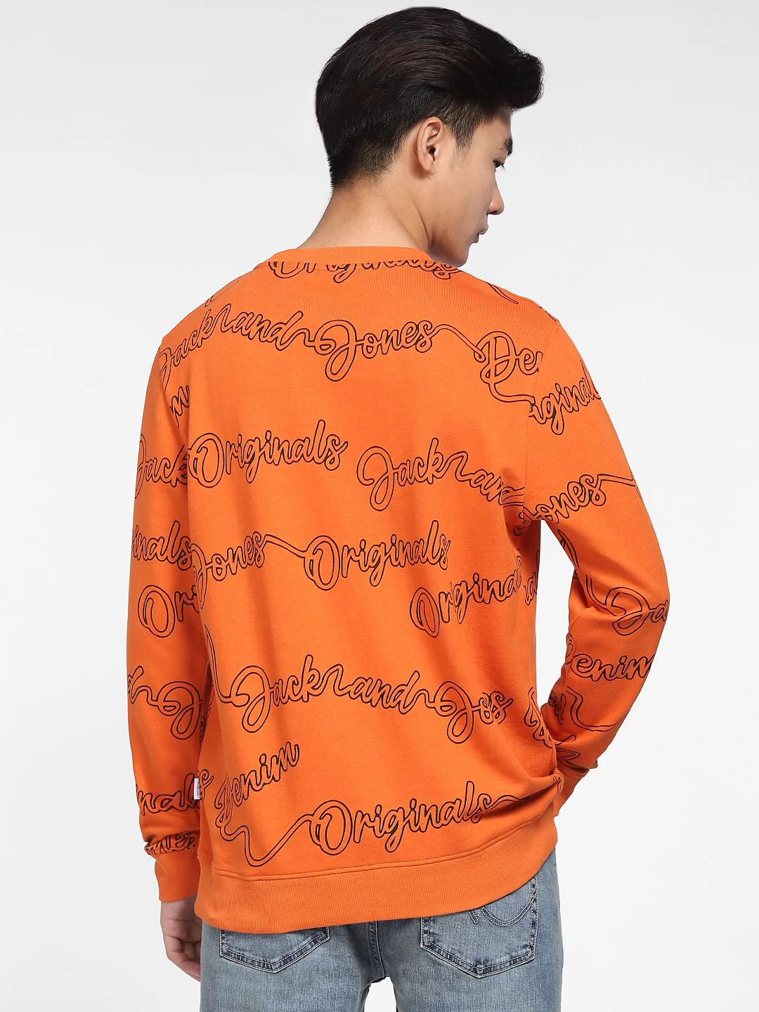 Orange Typographic Logo Print Sweatshirt - Image 4