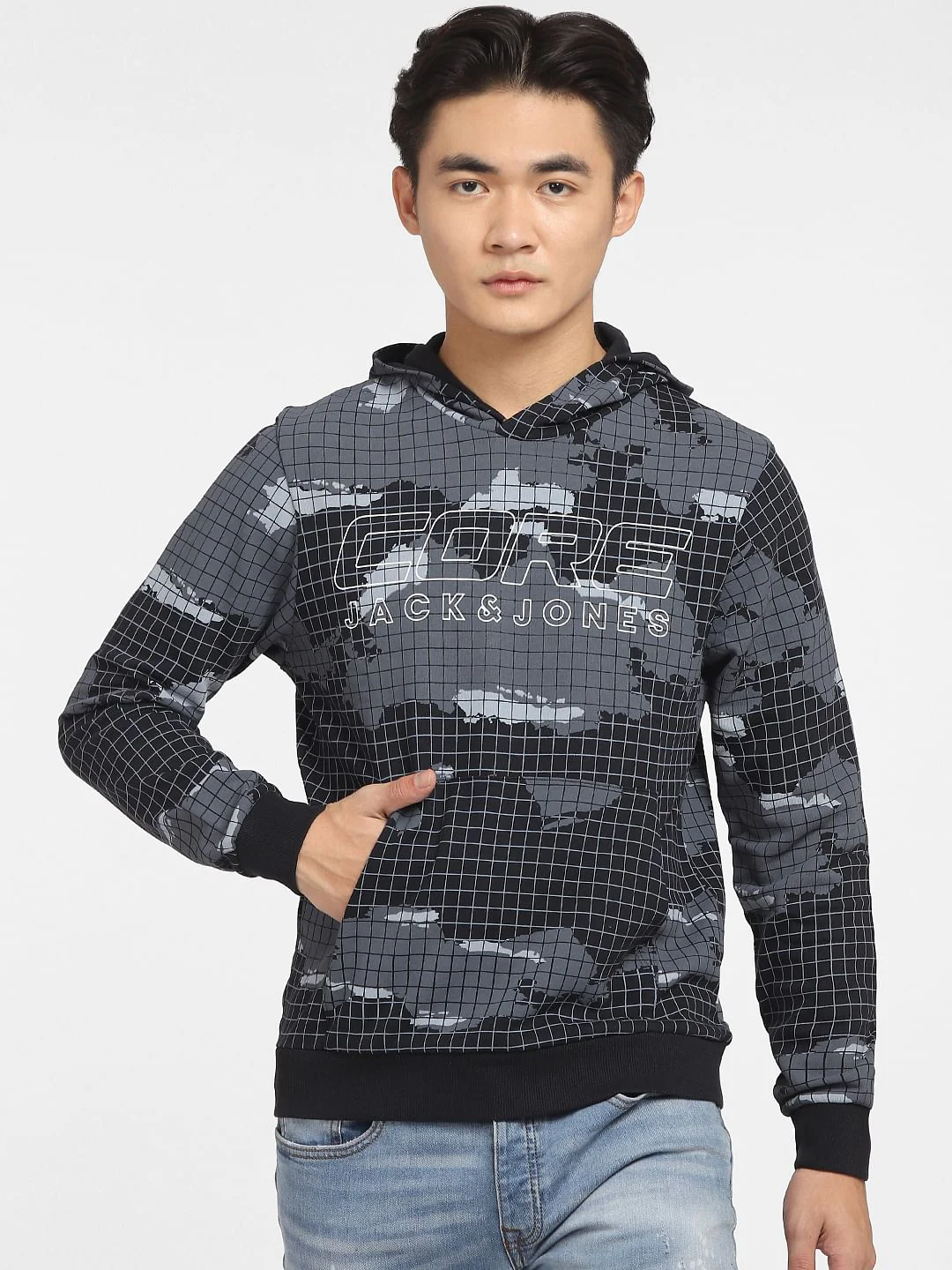 Black Map Print Hooded Sweatshirt - Image 2