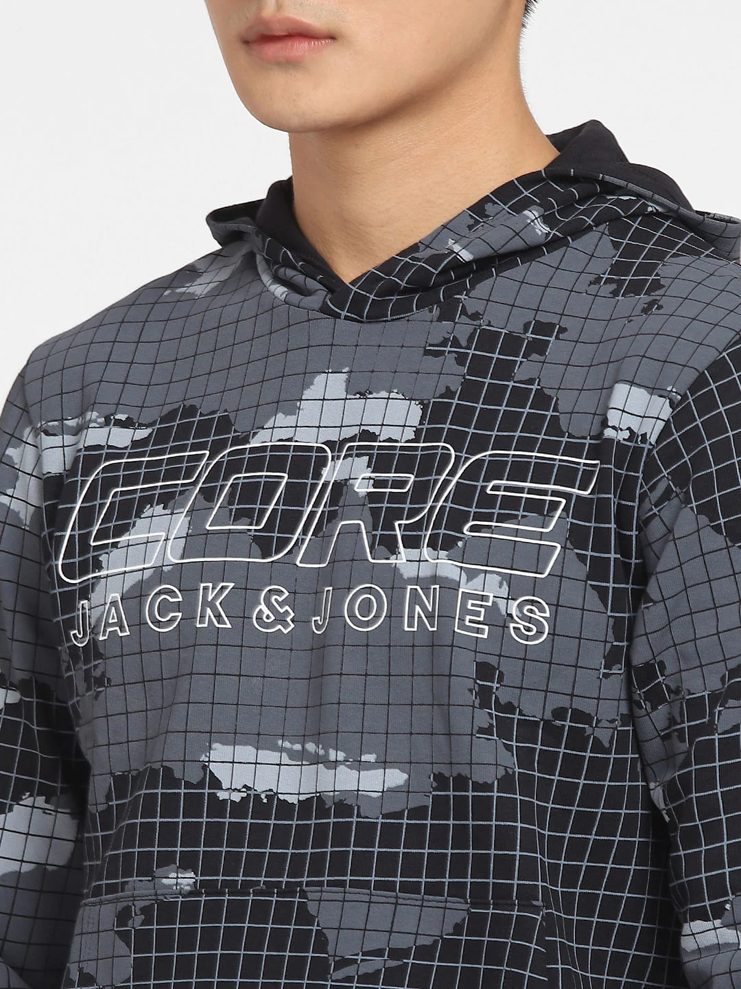 Black Map Print Hooded Sweatshirt - Image 5
