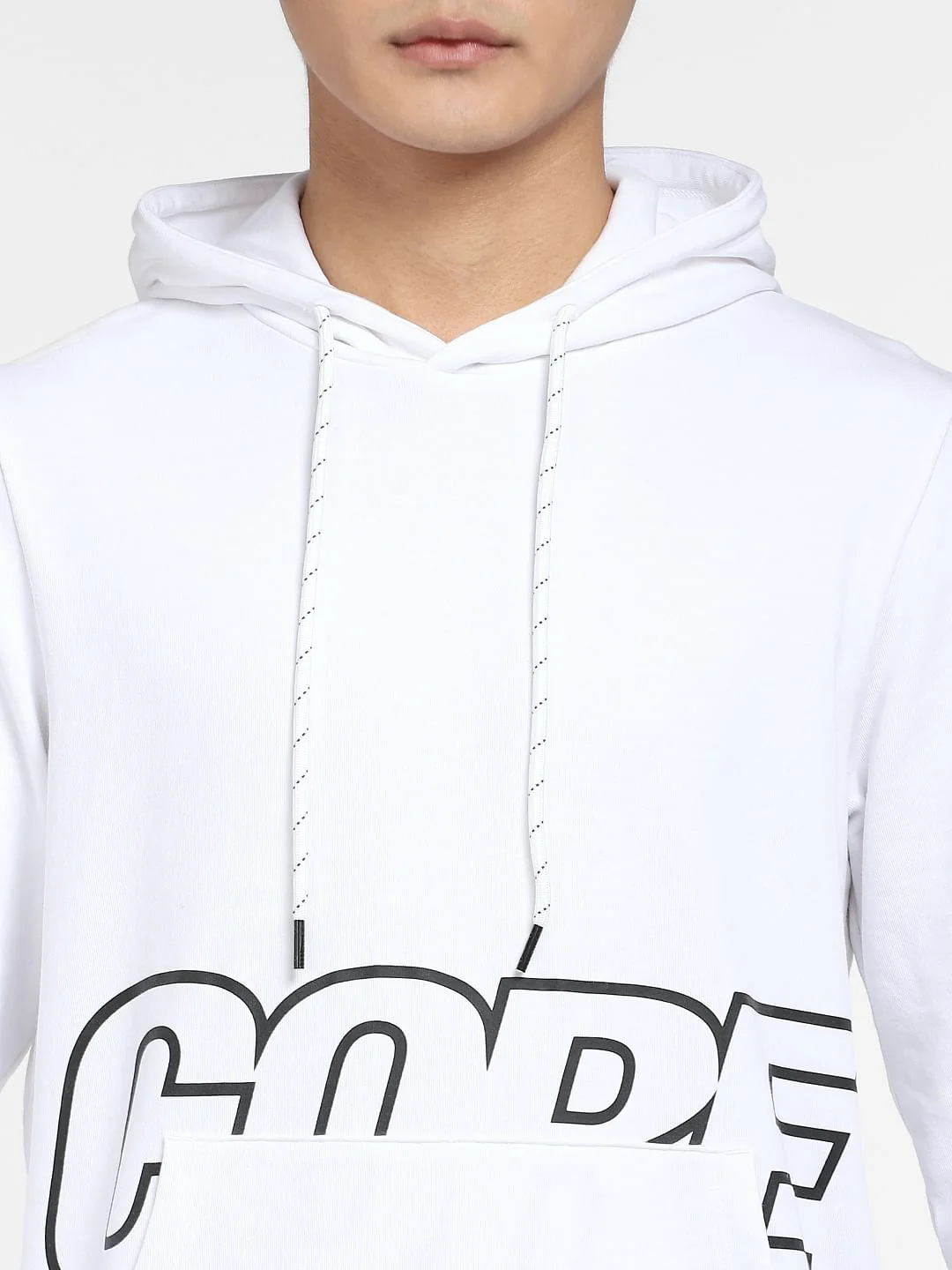 White Printed Hooded Sweatshirt - Image 5