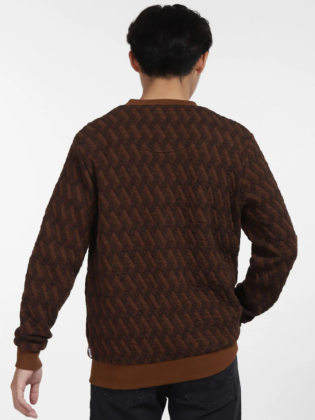 Brown Textured Sweatshirt Jacket - Image 4