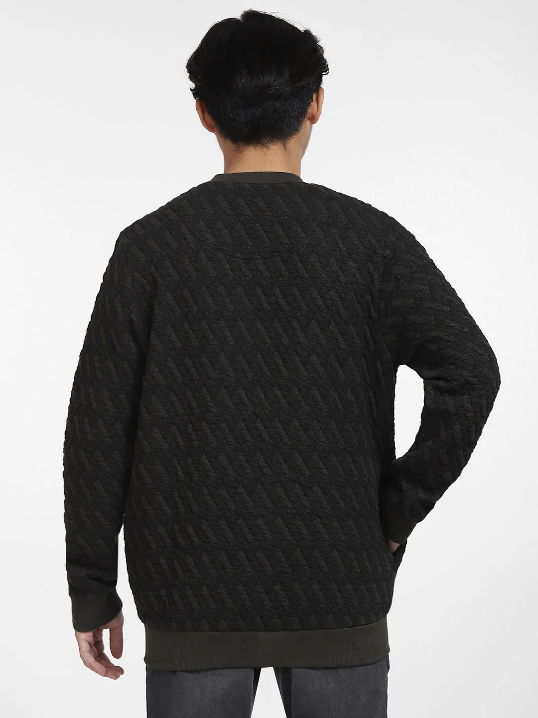 Green Textured Sweatshirt Jacket - Image 4