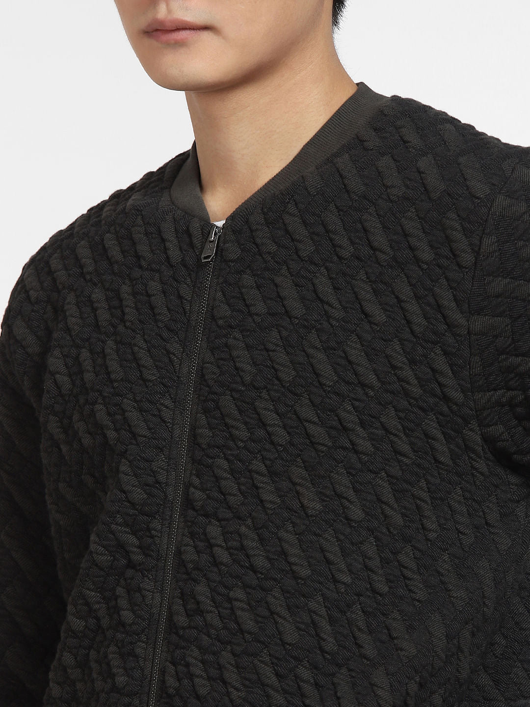 Green Textured Sweatshirt Jacket - Image 5