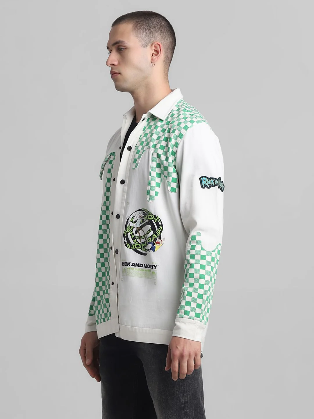 RICK & MORTY White Printed Full Sleeves Shirt - Image 3