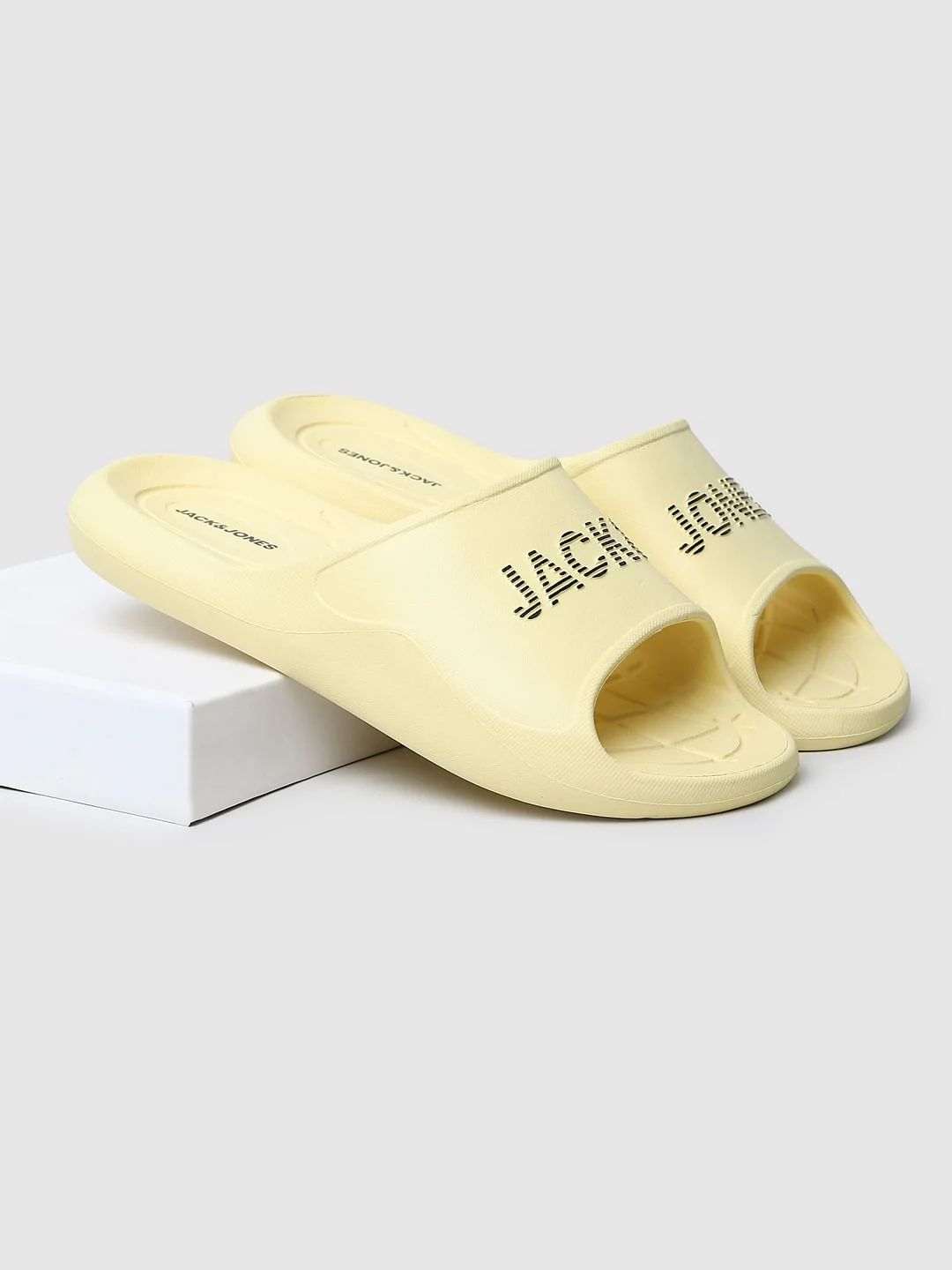Pastel Yellow Logo Print Sliders - Image 6